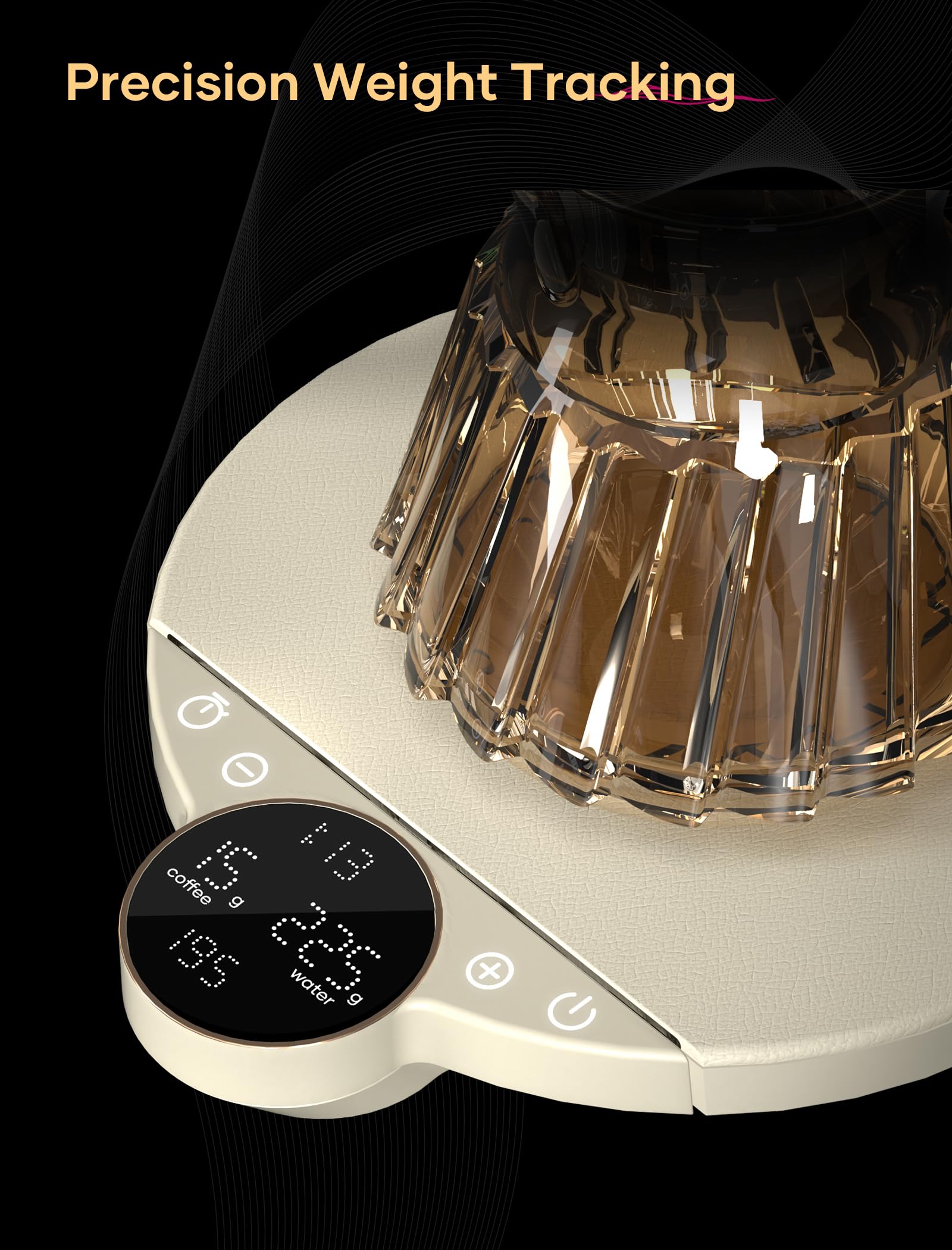 Cocinare Balance Digitale Kaffeewaage - Präzisionssteuerung mit drei Modi (Brühassistent, Wiegen, Wettkampf), Digitale Küchenwaage für Kaffee und Kleinwaren, bis zu 3000g (Vintage White)