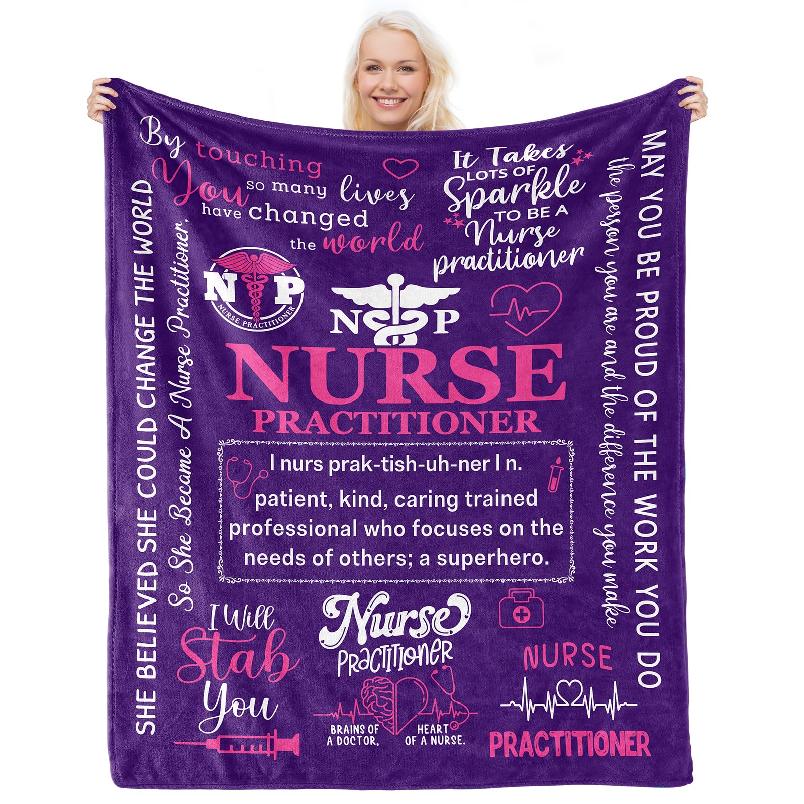 JTUOW Nurse Practitioner Gifts for Women - Nurses Practitioner Blanket 60x50 - Nurses Week Day Gifts- RN Gifts for New Nurses Practitioner- Nurse