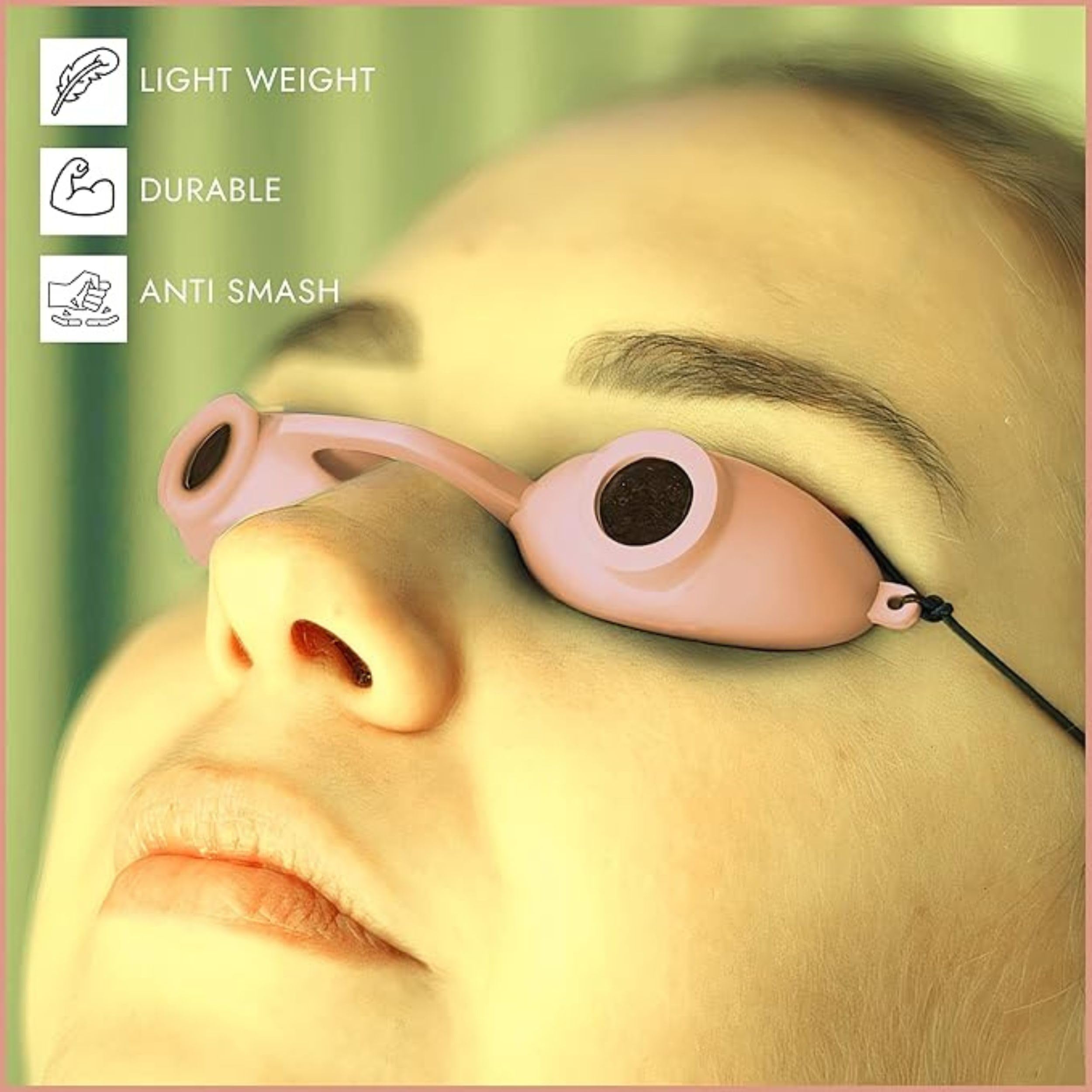Super Sunnies EVO Flex - Protección ocular UV compatible con la FDA, protectores oculares delgados y flexibles, gafas de bronceado para cama, gafas de terapia de luz roja con correa, paquete de 4