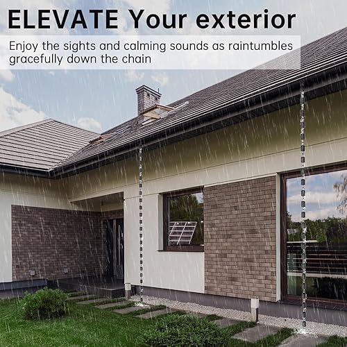 Miniatura 7 de Famiron 1 pieza cadena de lluvia cuadrada, cadenas de lluvia negras para canaletas de 8.5 pies, aluminio duradero recubierto en polvo negro, cadenas