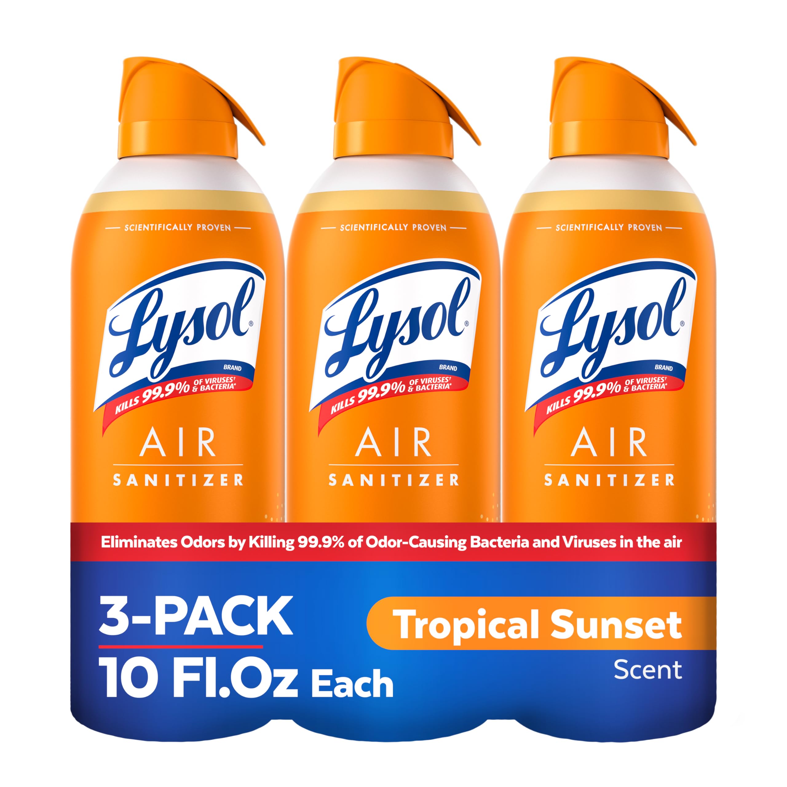 Lysol Air Sanitizer Spray, Air Freshener Alternative, Tropical Sunset 3-Pk