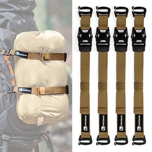 4 Pcs Tactical Molle System Backpack Straps and Buckles Set -Adjustable 19.49' Pack Attachment Strap Accessories(Khaki)