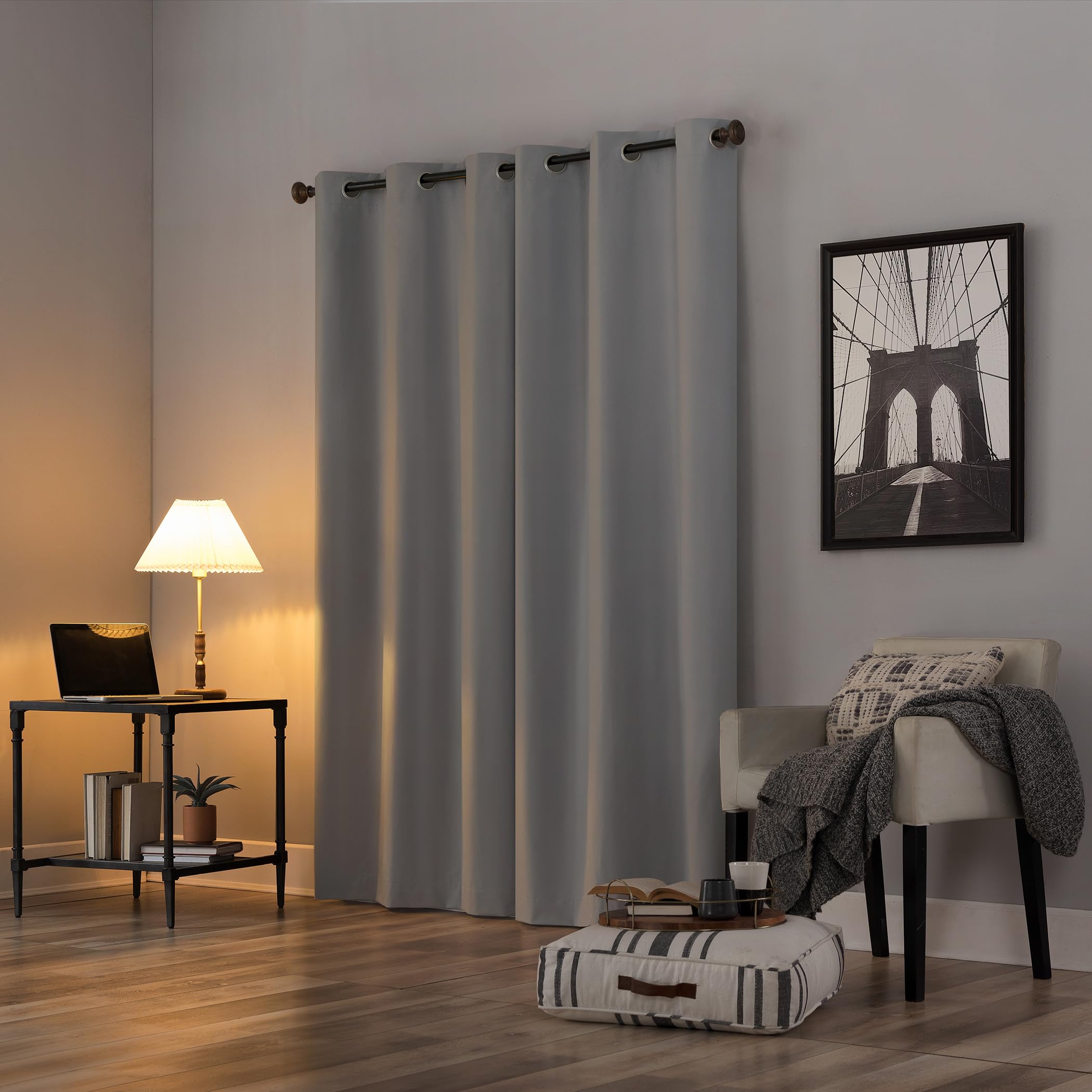 Sun Zero Cyrus Thermal 100% Blackout Grommet Curtain Panel Pair 40" x 84", Silver Gray, W 40" x L 84" (2 Panels) - Image 2