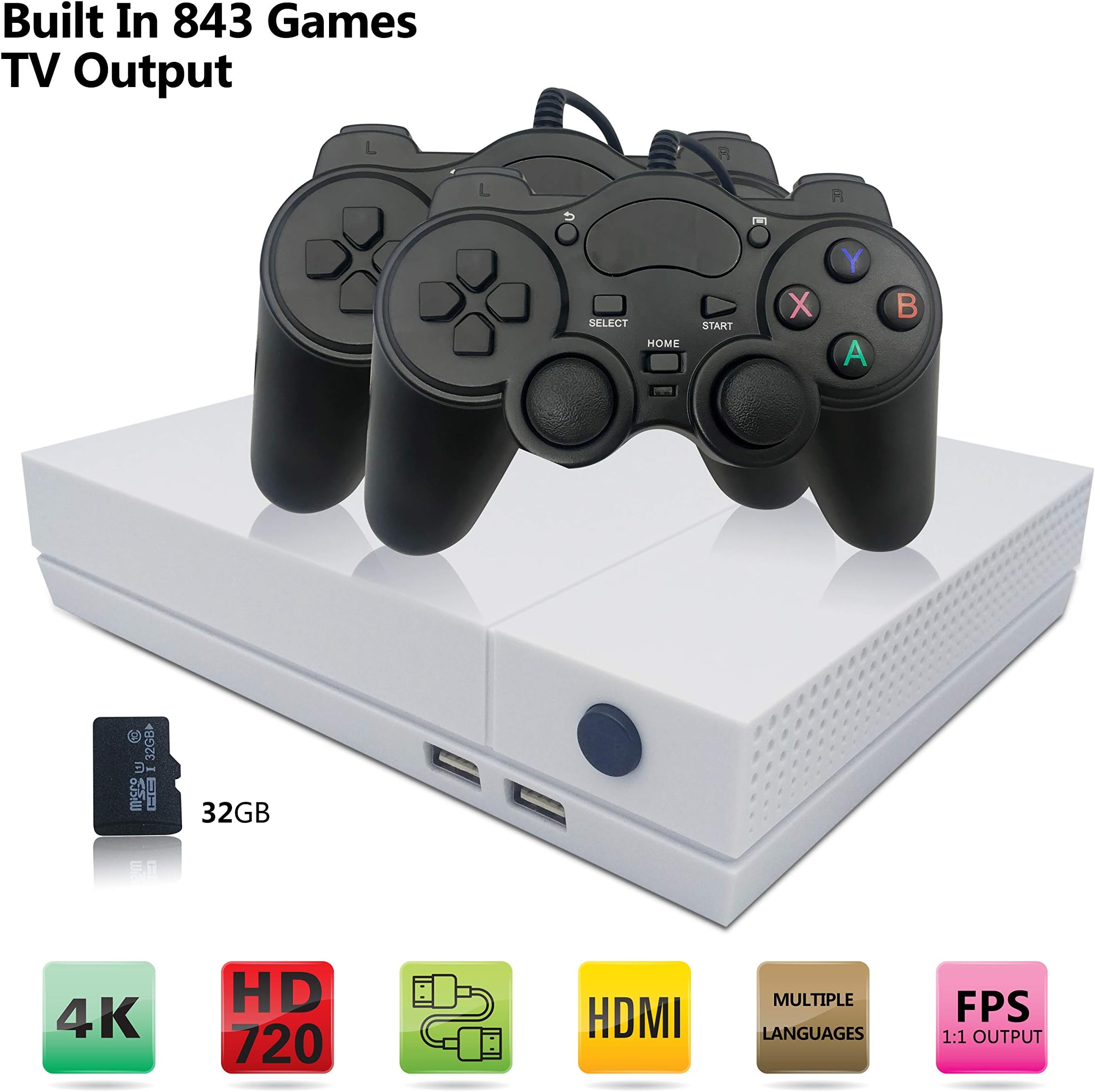 Retro Game Console, Entertainment System HD Video Game Console 32GB 843 Classic Games 4K HDMI TV Output with 2PCS Joystick, Support /PS1 /GBA /NeoGEO/ FC /SMS/SMS/GG for Game Player By Anbernic(White)