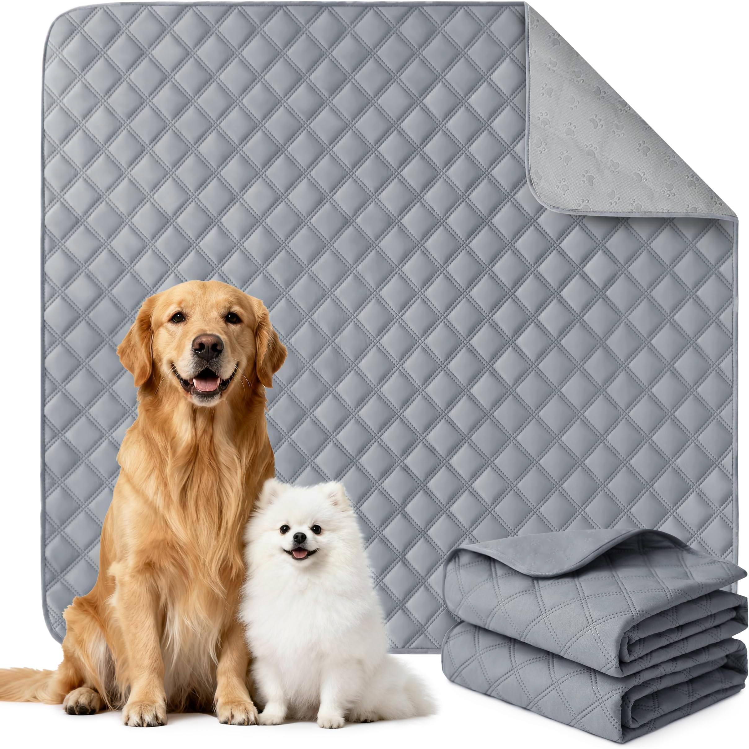 Eterish Reusable Washable Pee Pads for Dogs Extra Large 48'' x 60'' 2 Pack, Absorbent Pet Puppy Dog Training Pads Non-Slip, Waterproof Whelping Potty Pads for Dogs Leak-Proof
