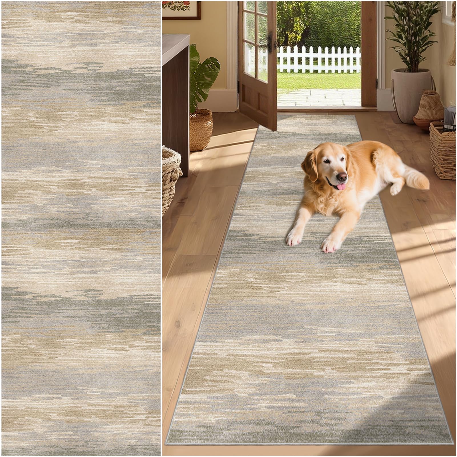 Alfombra corredor para entrada y pasillo de 60 x 350 cm lavable para dormitorio