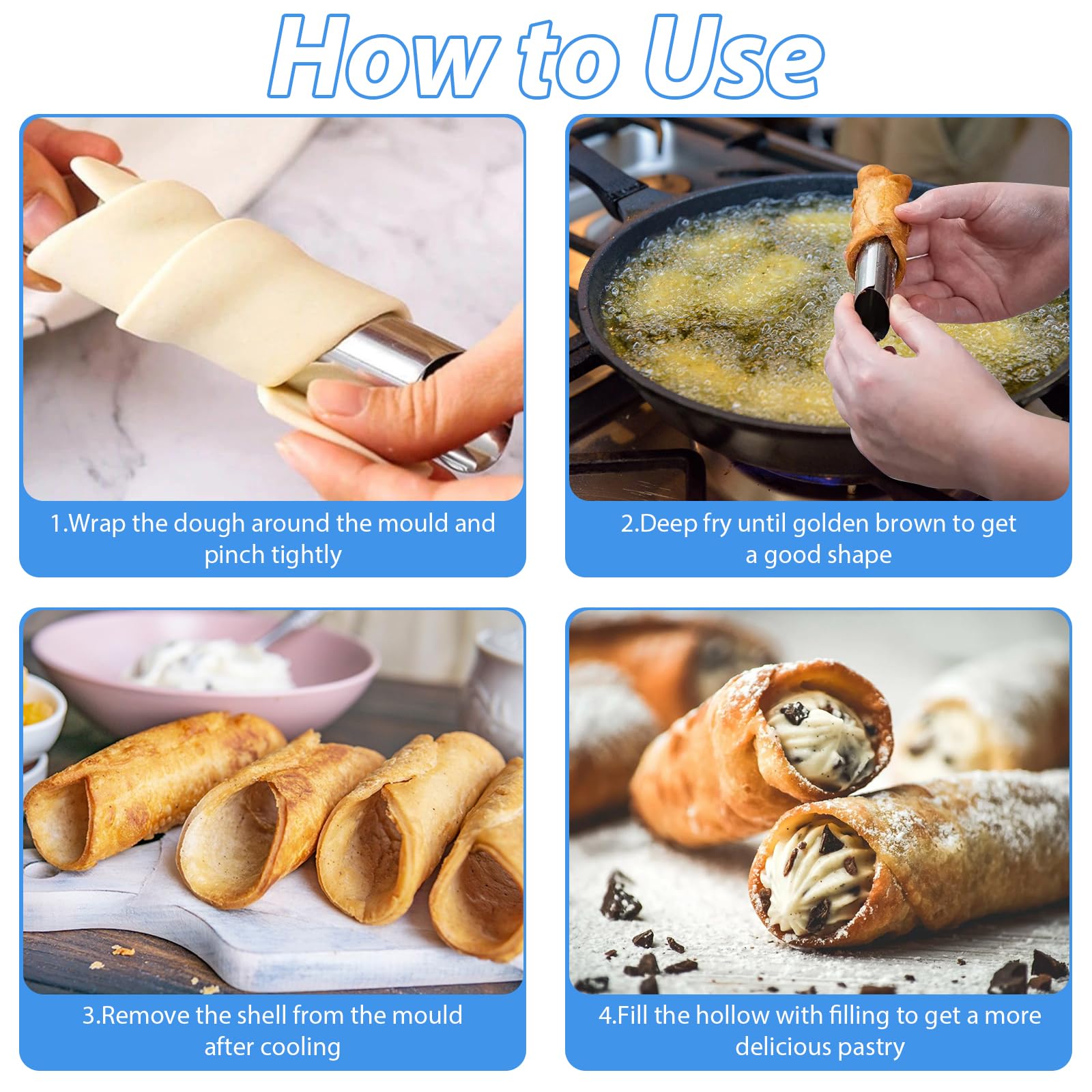 15 Pezzi Stampo Per Cannoli In Acciaio Inossidabile Con Spazzola - Set Di Tubi Per Croissant, Cannoncini E Pasticceria - 12x2 Cm Per Dolci Fatti In Casa
