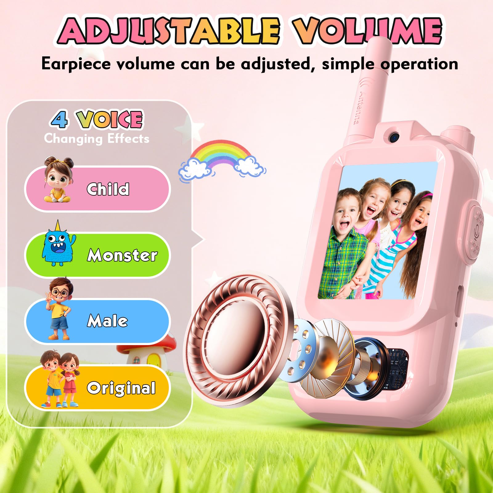 Vidéo Talkie Walkie Enfants Rechargeable, Lot de 2 Talkie Walkie avec Vidéo & Caméra HD,Talkie-Walkies Jouets de Plein air pour Enfants de 3 à 12 Ans (Rose et Rose)
