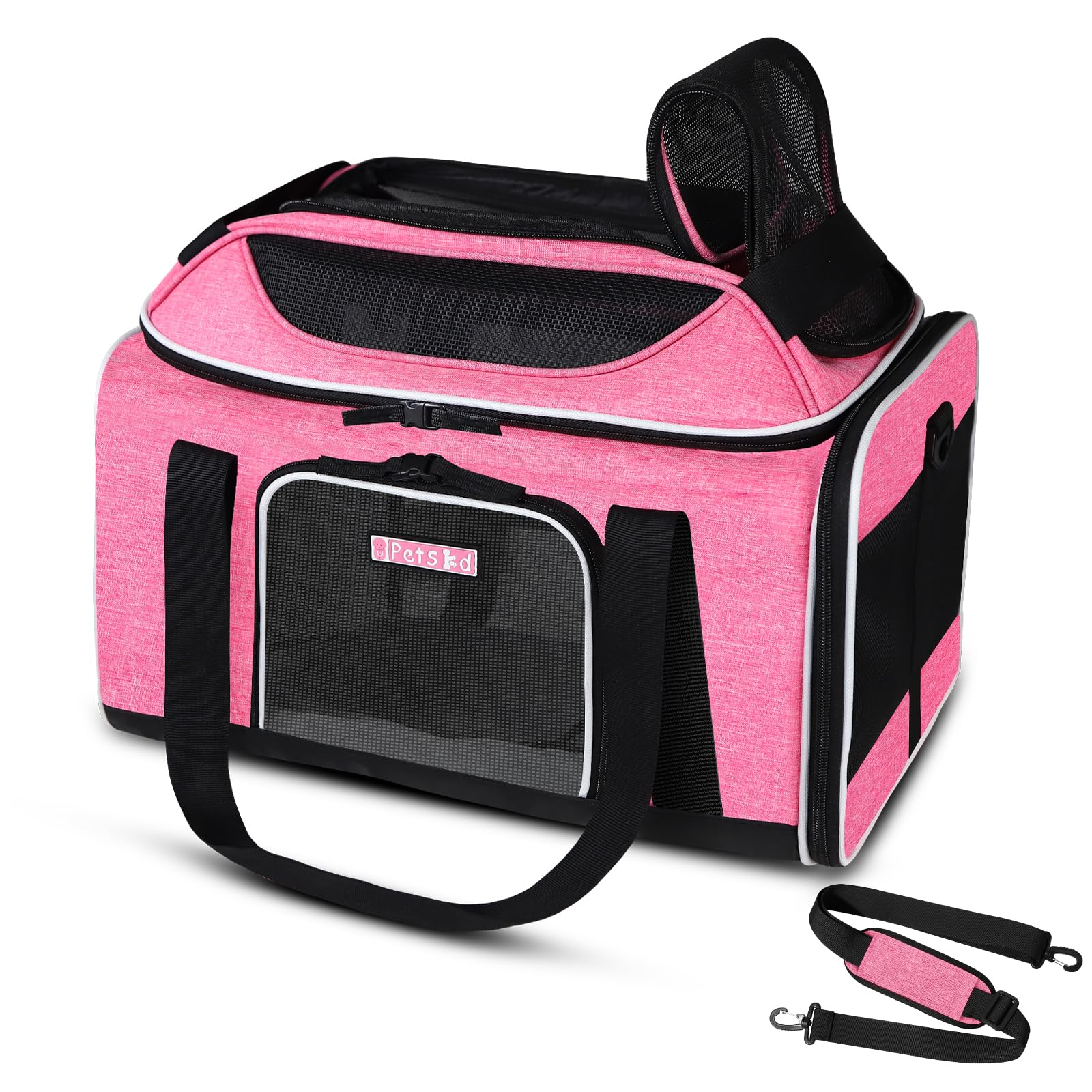 Petskd Top-Expandable Pet Carrier 18x11x11 Inches Delta American United Airline Approved, Soft-Sided Carrier for Small Cats and Dogs with Locking