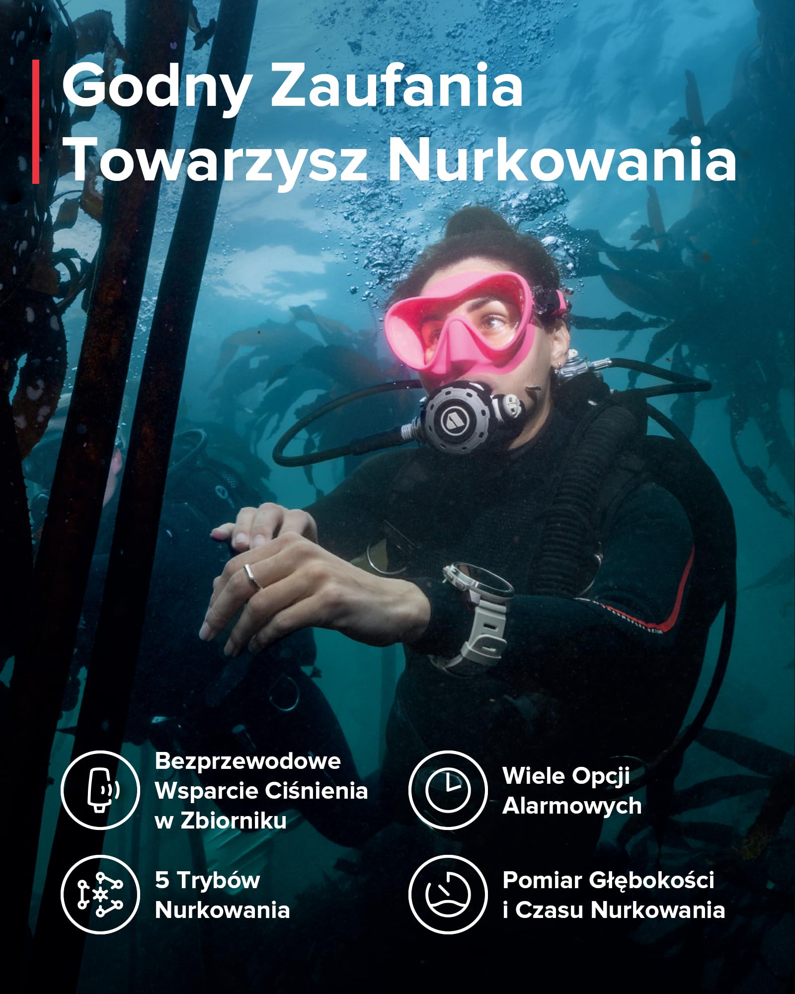 SUUNTO Ocean Komputer Nurkowy Zegarek Sportowy, Ekran Amoled, 10Atm/7 Bar, Podwójne Pasmo Gps Gnss, Mapa Offline, Ponad 95 Trybów Sportowych, Monitor Serca, 40 Godzin Pracy Baterii w Trybie Nurkowania