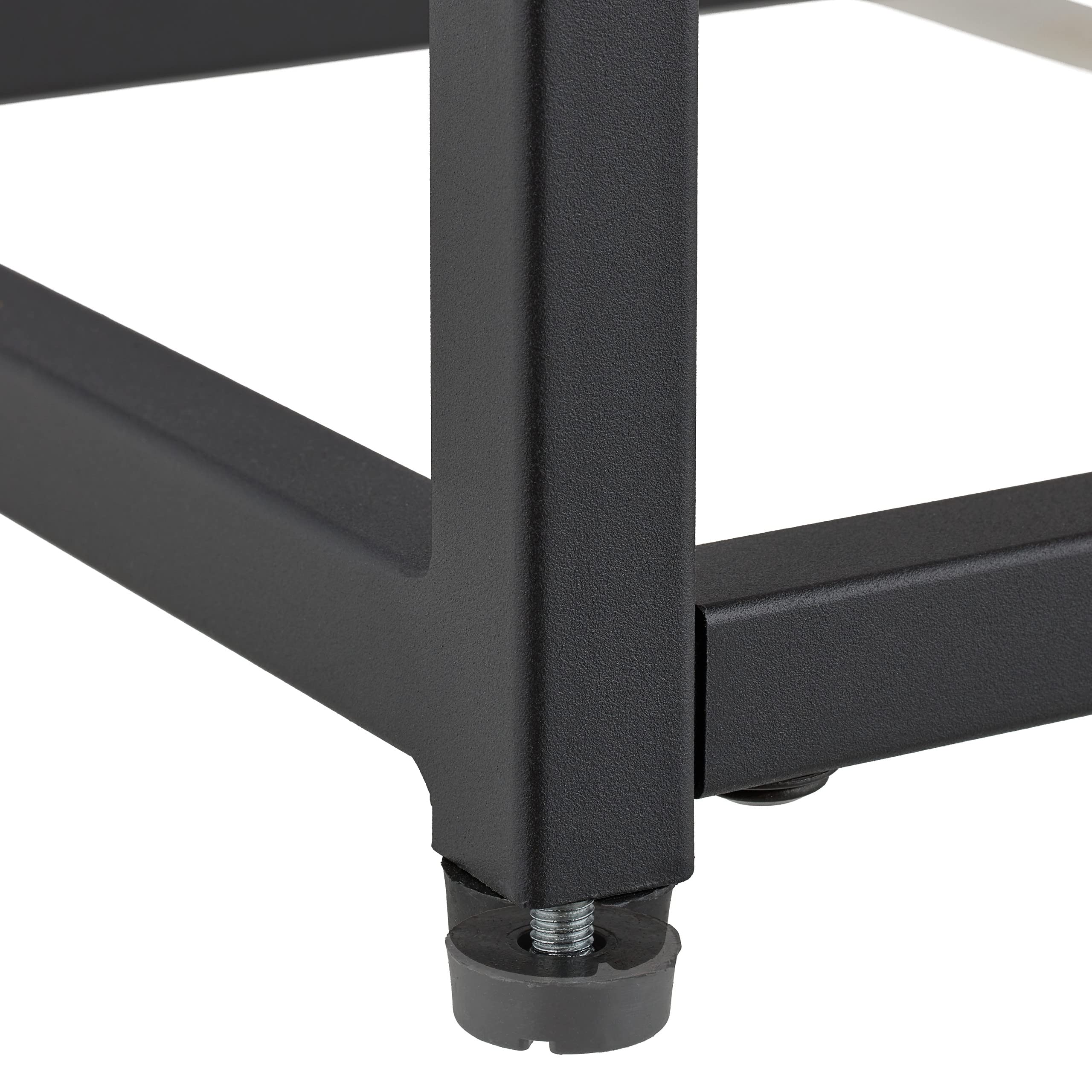 Relaxdays Console 2 Plateaux, Couloir et Salon, 70x110x30 cm, métal, Verre, Aspect Bois, Support à étagères, Noir-Marron