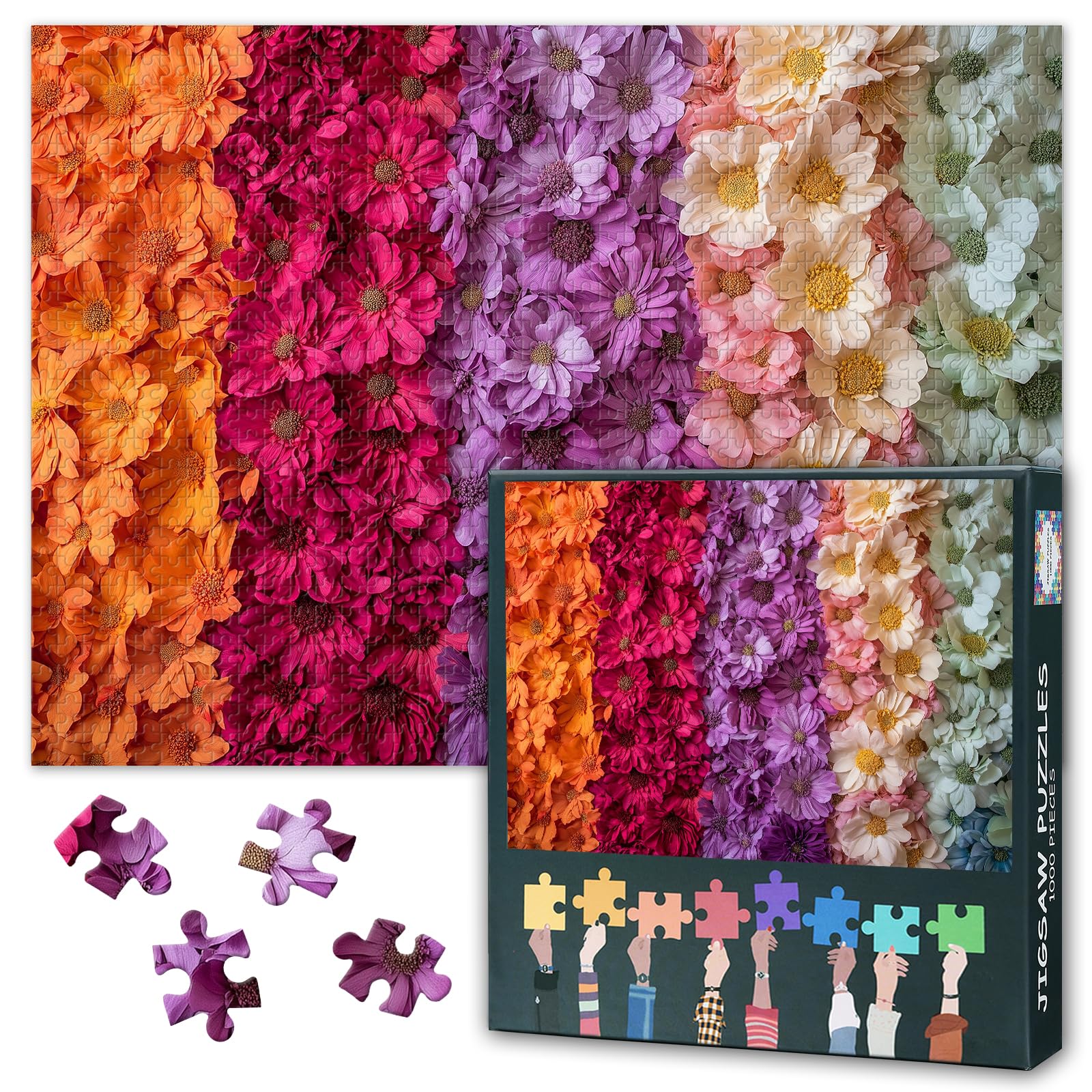 Puzzles for Adults 1000 Pieces, Chrysanthemum Flowers Jigsaw Puzzles, Adult Puzzle for Adults, Educational Fun Games or Toys for Elders Friends 20X27 INCH
