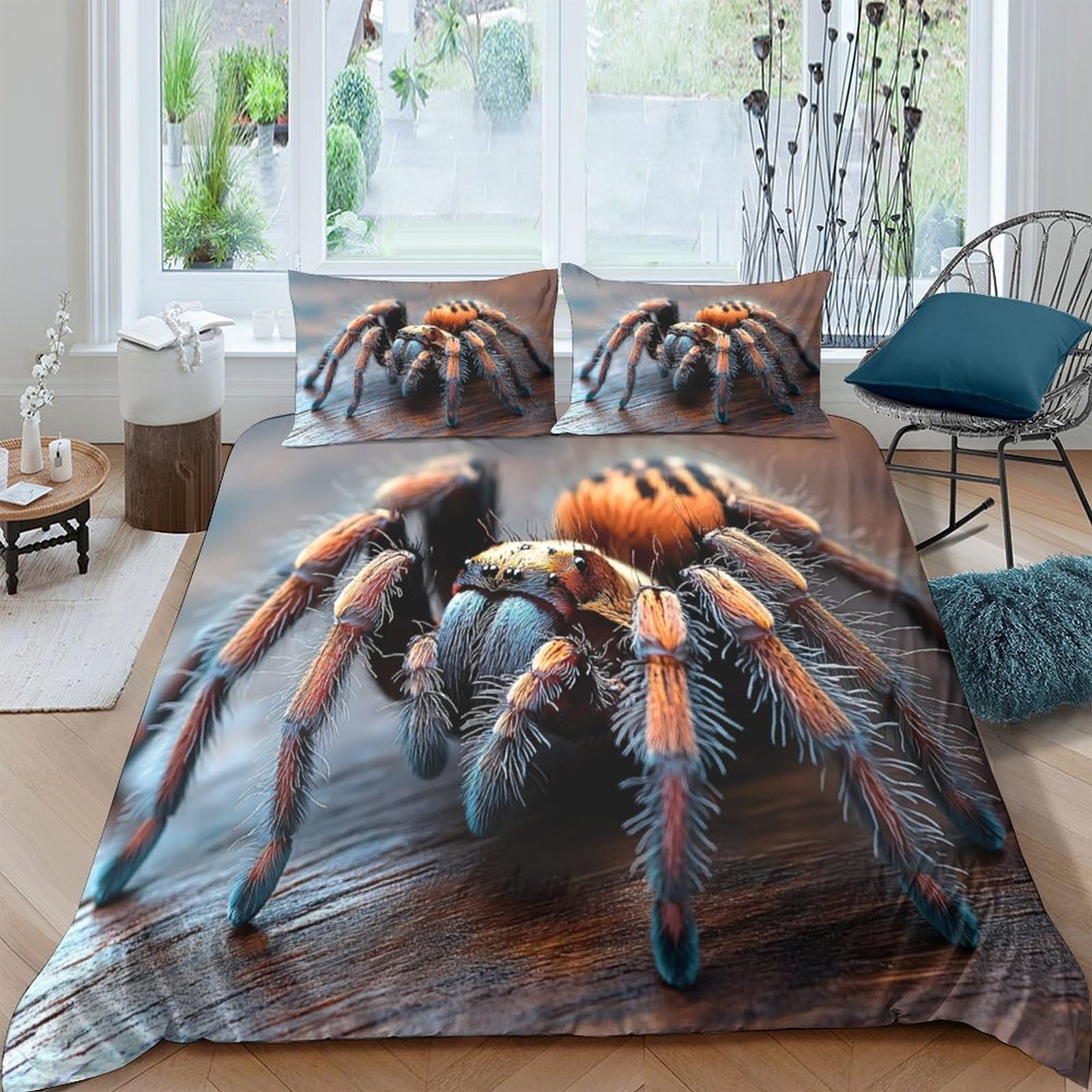 Ctjqhvkz Style-7 3D Printed Realistic Tarantula Fitted Sheet Microfiber Soft Breathable Spider Mattress Cover For Bedroom Dorm Decor Single（135X200cm）