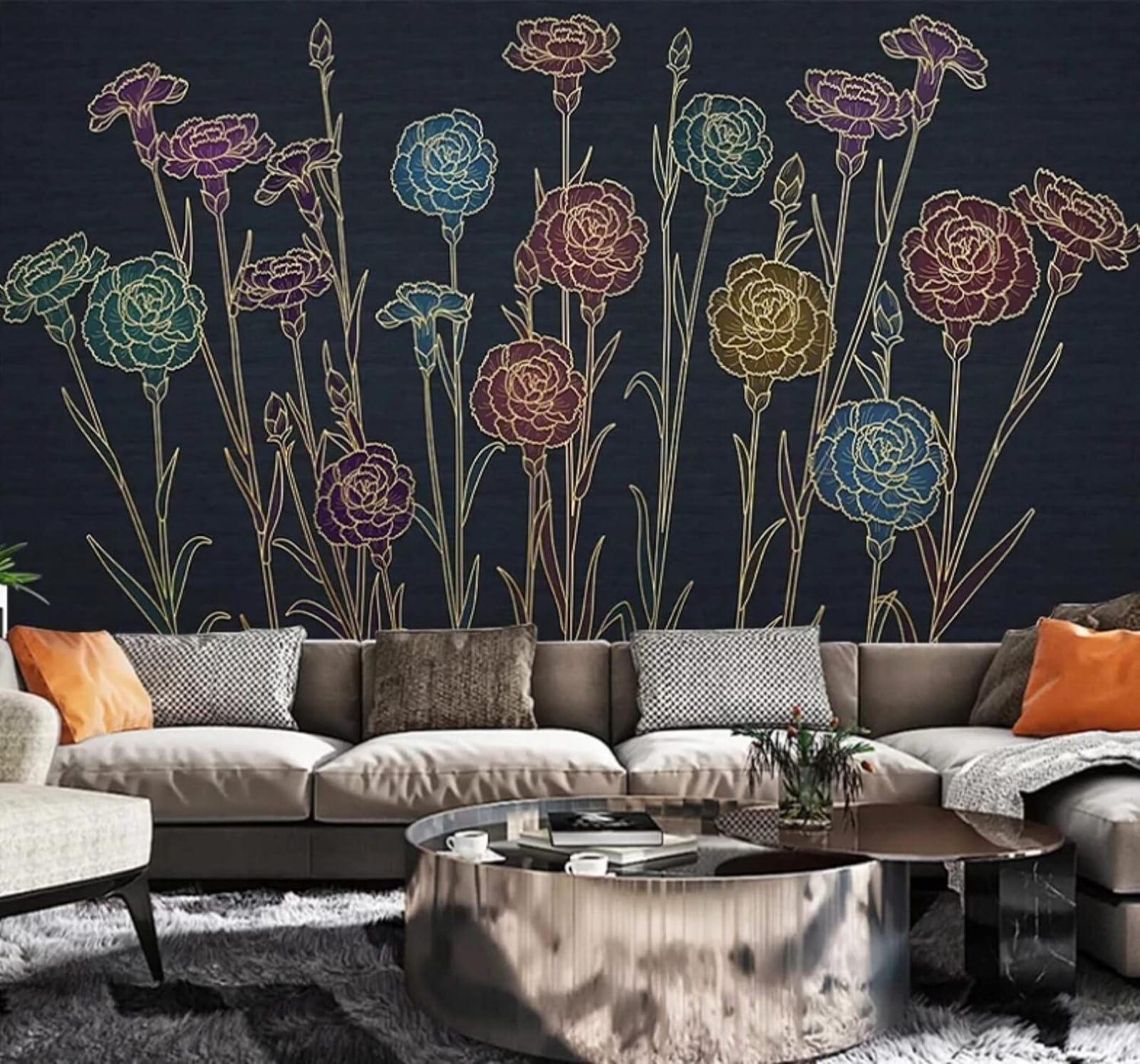Vintage Hand Drawn Relief Lines Floral 3D Wallpaper Easy Install Feature Office Living Room Sofa Bedroom TV Background Wall Decoration-300cm×210cm