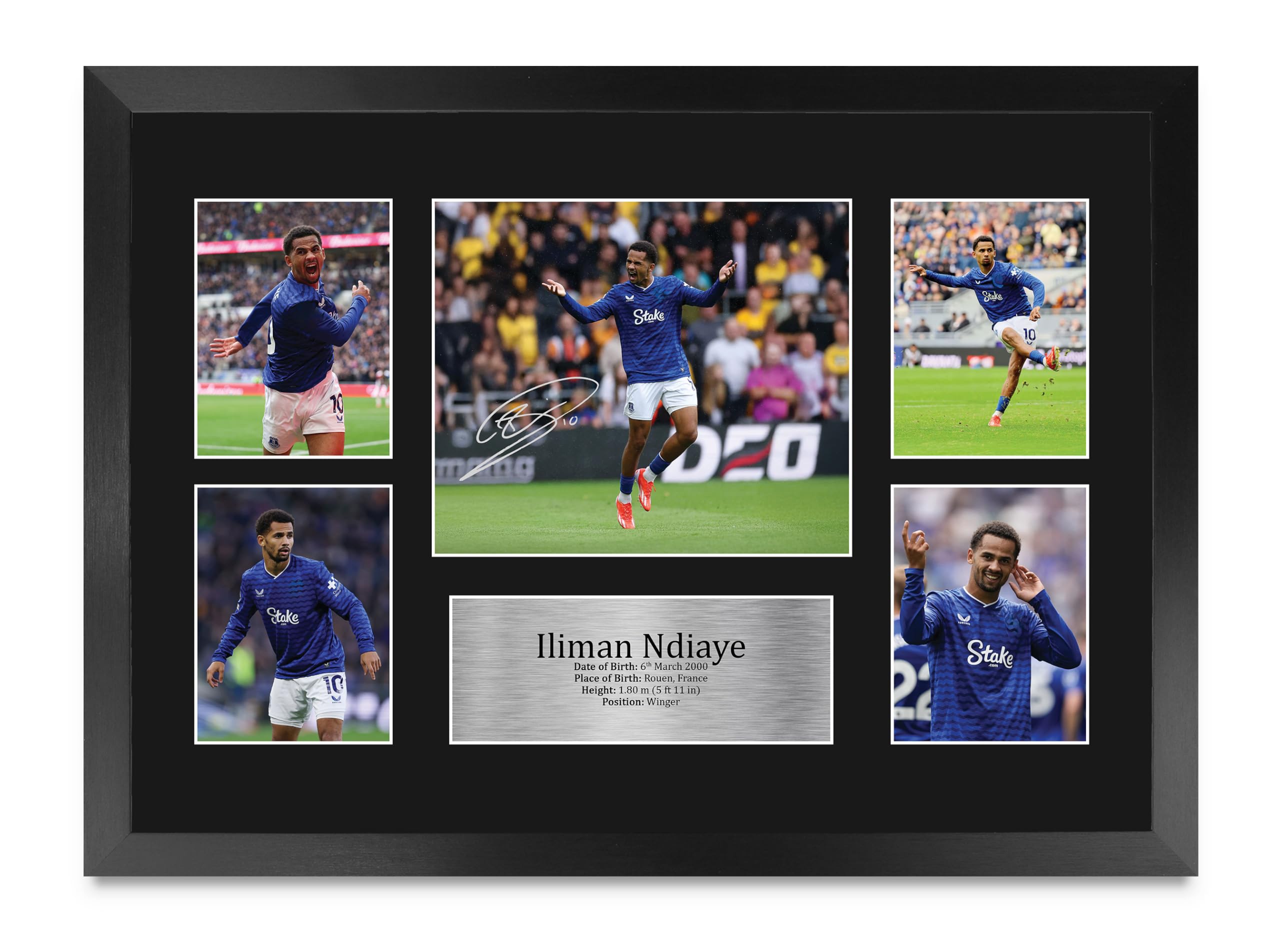 HWC Trading Iliman Ndiaye Everton Gifts Printed Signed Autograph Picture for Soccer Fans and Supporters - 16" x 12" Framed-image-1