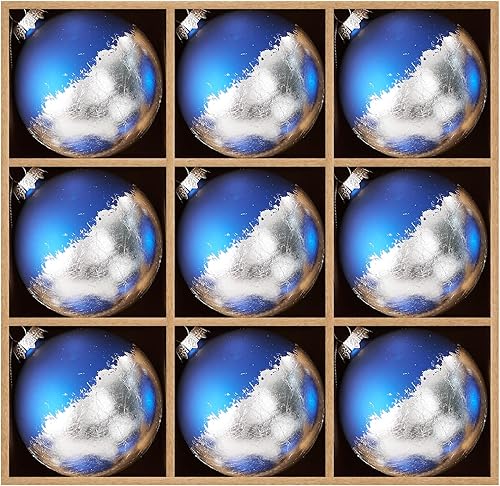 Miniatura 9 de DN DECONATION Juego de 9 adornos de bola de Navidad, adornos de bola de vidrio dorados, plateados y marrones de 3.14 pulgadas, adornos colgantes 3