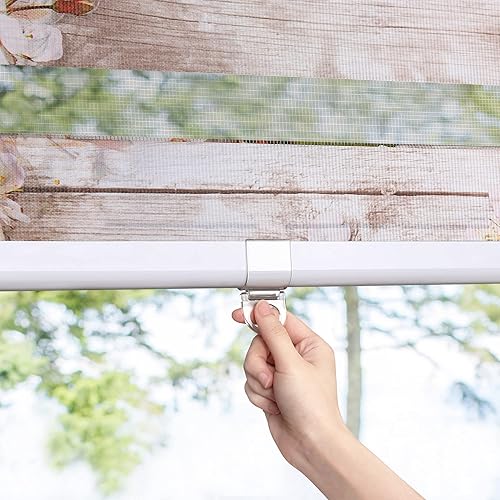 Miniatura 3 de LazBlinds Persianas enrollables sin cordones de doble capa estilo cebra para ventanas, filtran la luz para el día y la noche, se adaptan a ventanas