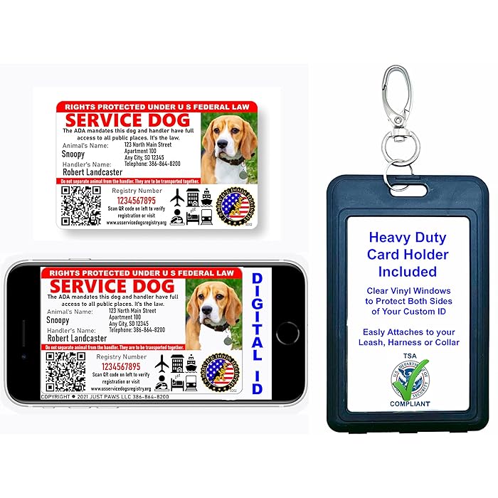Buy Just 4 Paws Custom Service Dog ID Card with QR Code & Security Seal