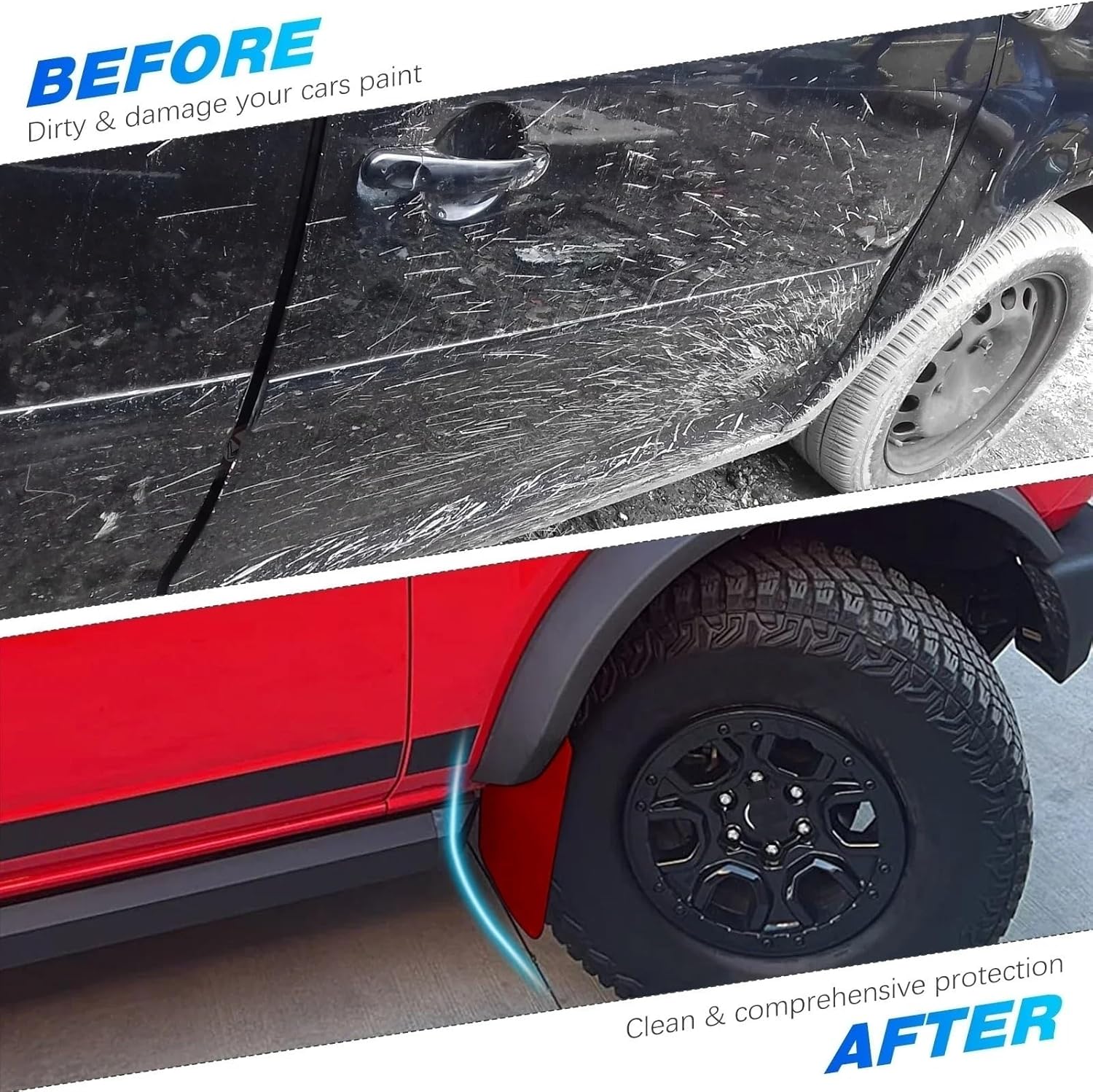 4PCS Universal Red Car Splash Guard Mud Flaps Compatible for Car Pickup SUV Mudflaps Mud Flaps Mudguard Automotive Exterior Accessory