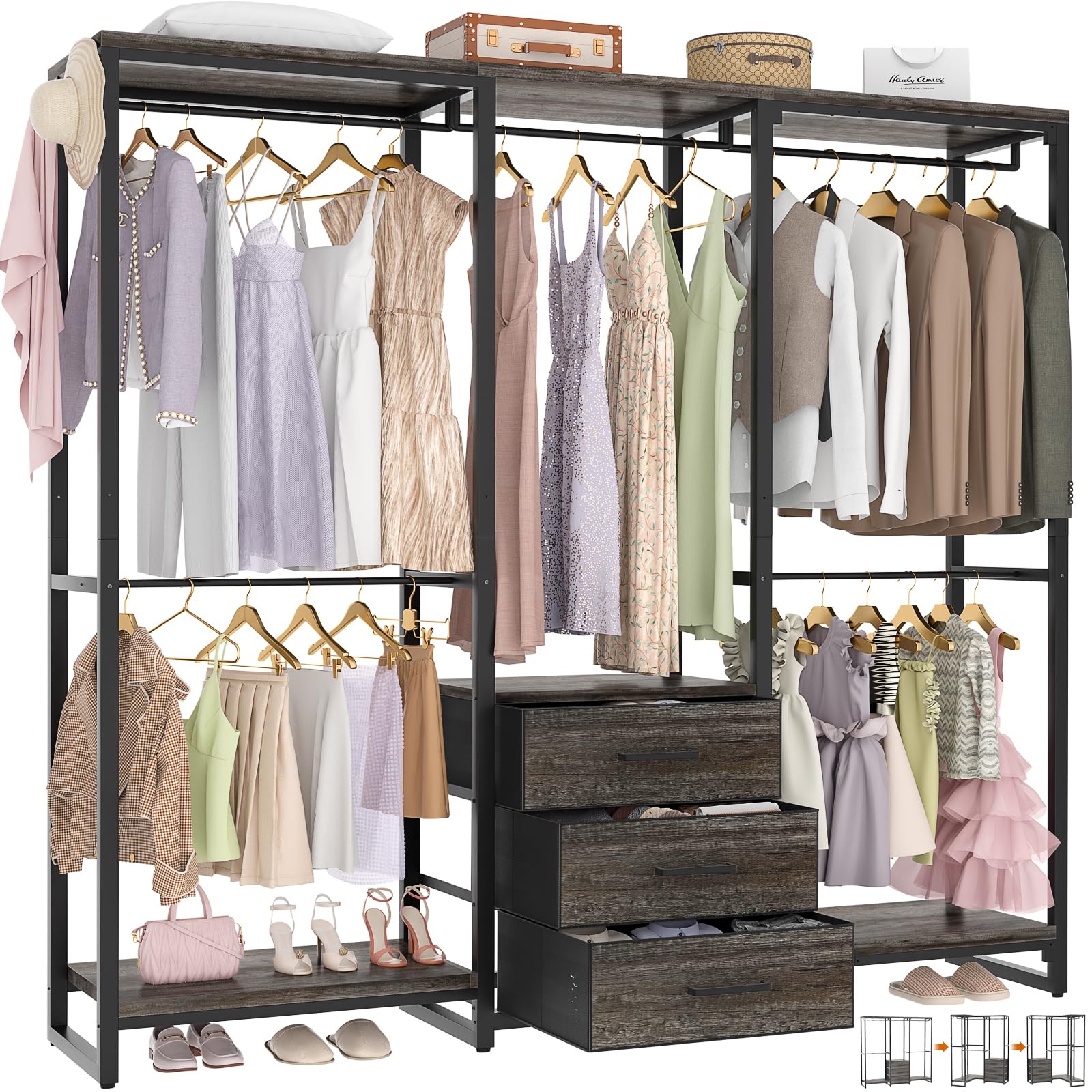 【送料無料】Woody Modern Hanger Rack Amazon.com: MIIKHI Heavy Duty Clothes Rack Garment Rail Shoe