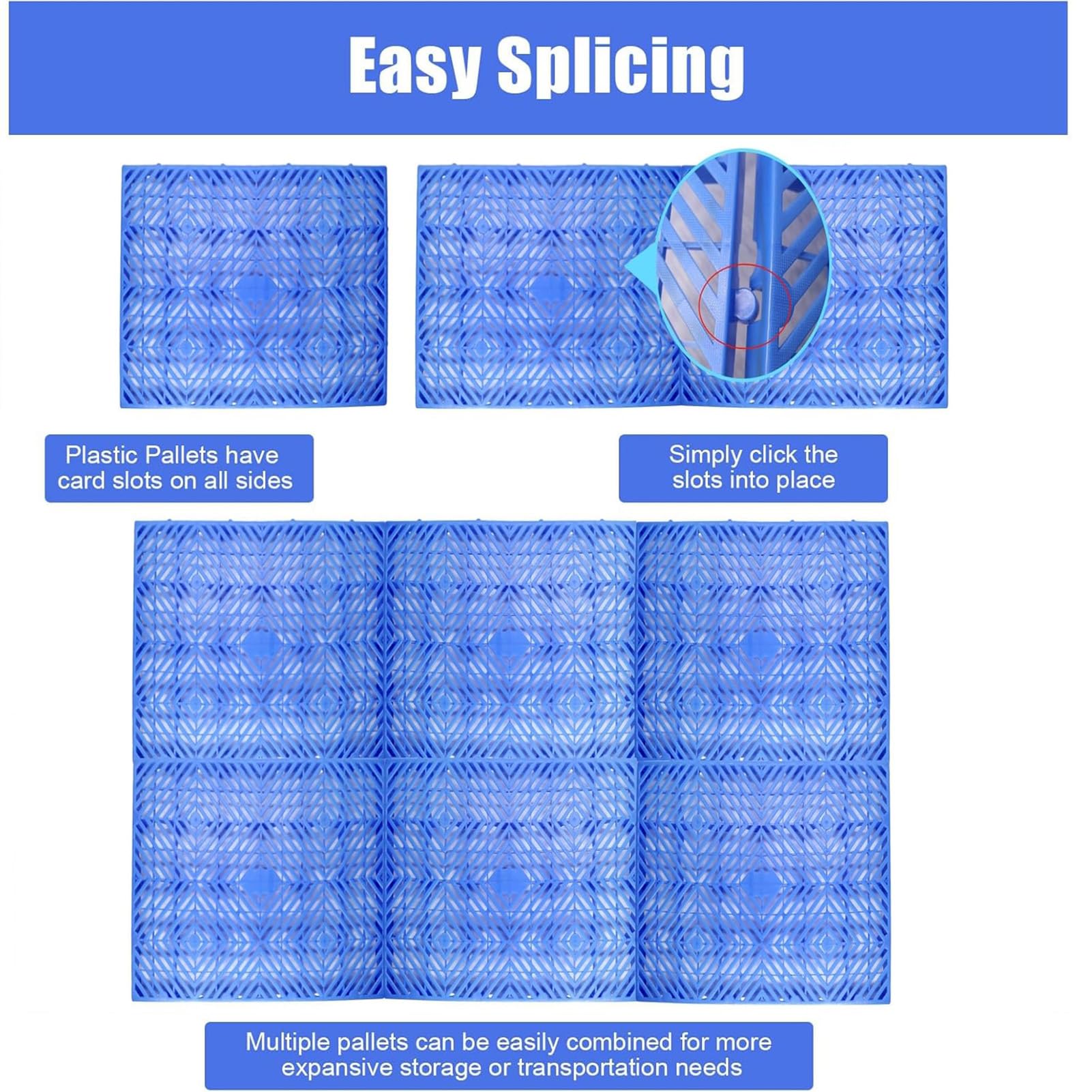 Pallet in plastica impermeabile per stoccaggio seminterrato - Pallet leggero ventilato da pavimento con design a griglia traspirante, ideale per il controllo dell'umidità e facile da maneggiare
