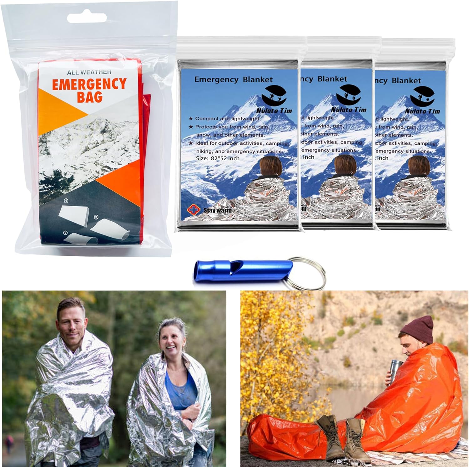 Nulato Tim Emergency Blankets for Survival Kit Mylar