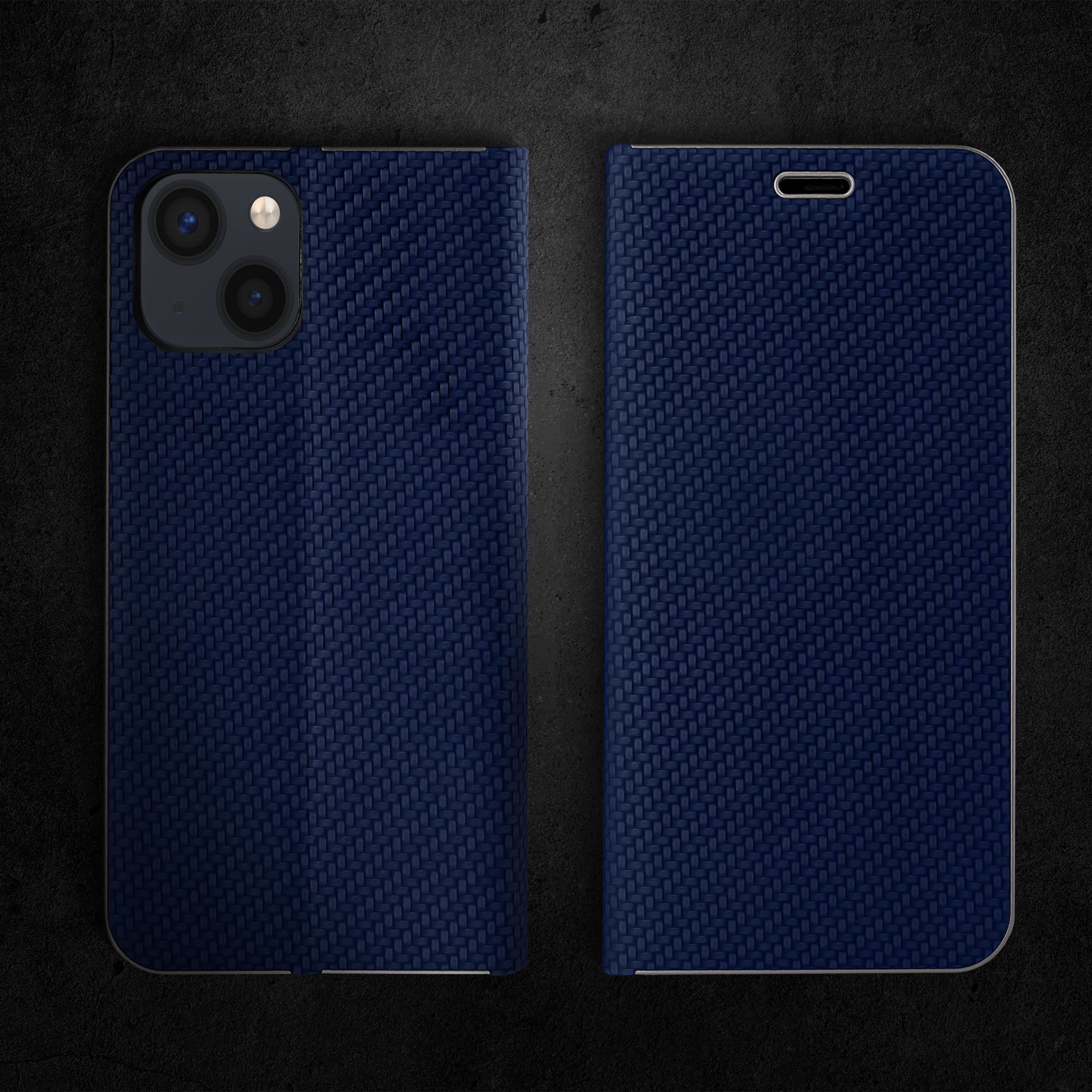 Moozy Hülle Für IPhone SE 2020 / 7 / 8 – Buchhülle Mit Kartenfach & Standfunktion, Schwarz Carbon