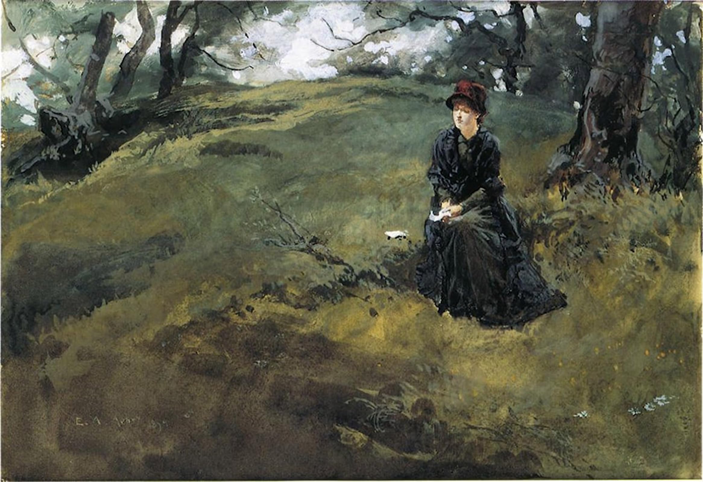 ARTXLXXBN Famous Prints Artwork Pictures Poster Painting Art Young Woman in the Woods Edwin Austin Abbey Artwork Landscape Pictures for Home Decor 60x90cm