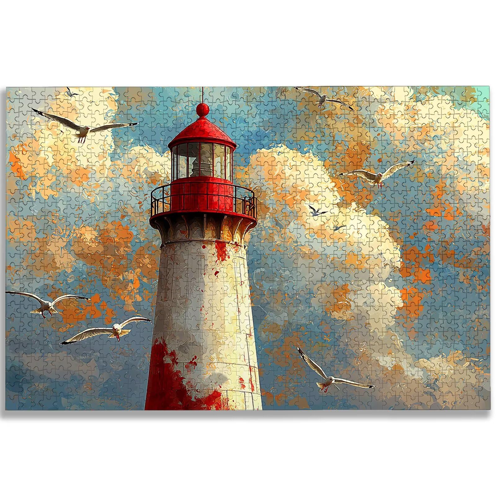 Puzzle 5000 elementów, latarnia morska, puzzle dla dorosłych, 5000 elementów, drewniane puzzle anime dla dorosłych, trudna łamigłówka, puzzle dla całej rodziny, drewniane puzzle do dekoracji pokoju
