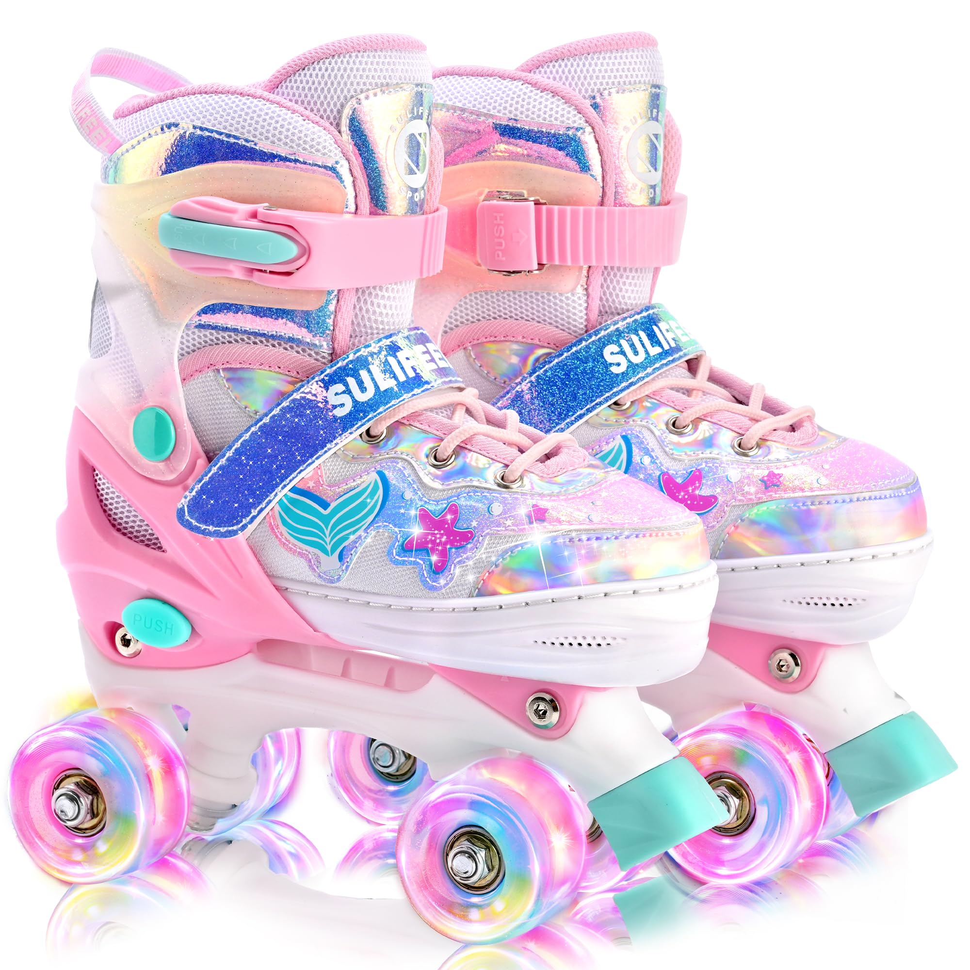 Adjustable Kids Roller Skates for Boys Ages 3-5 5-8 6-12 with 4 Sizes Adjustable Light up Wheels, Best Children Gift for Beginners Indoor Outdoor Sports