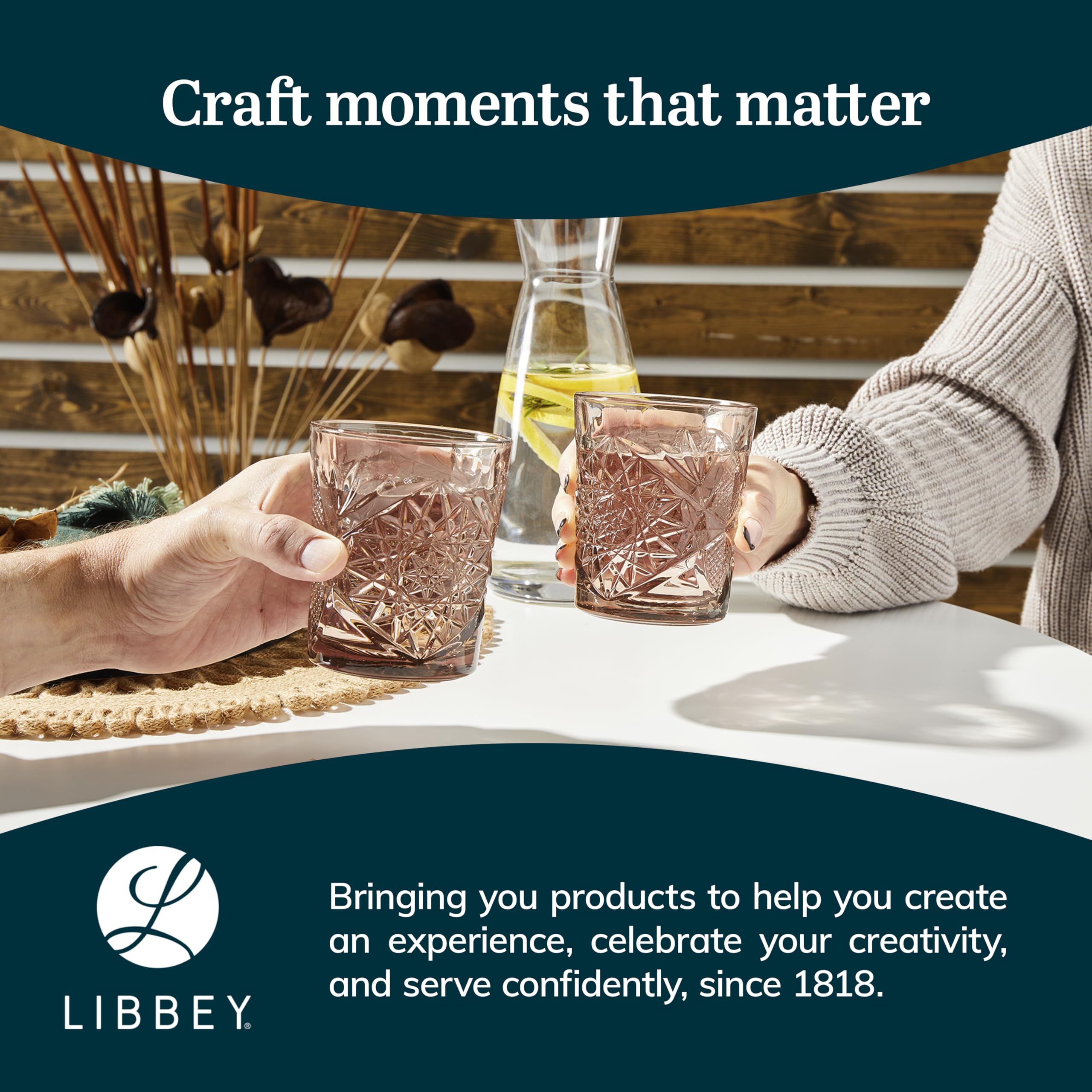 Libbey Hobstar Double Old Fashioned Lot de 4 verres Rose 355 ml