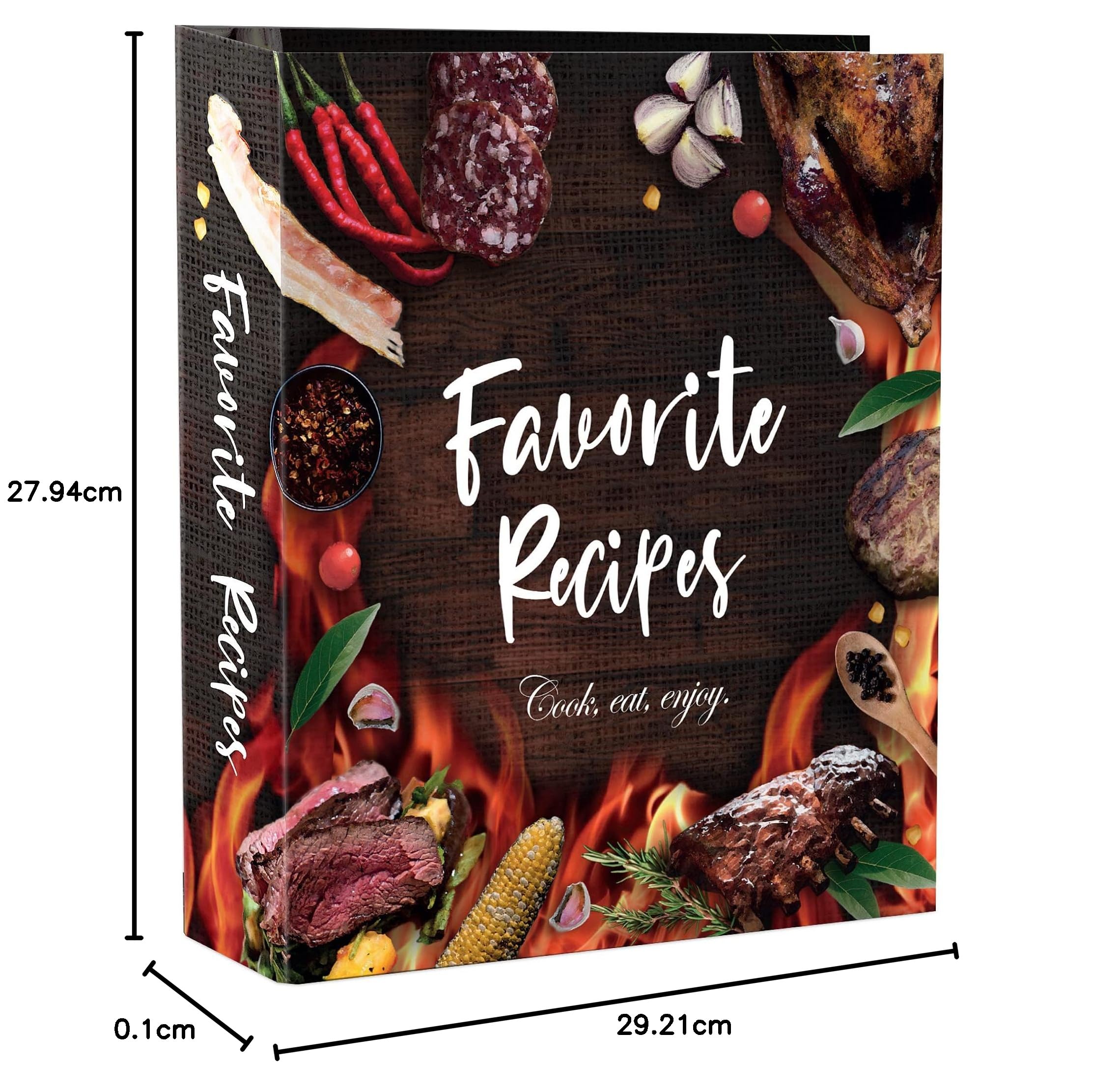 CraftSaints Raccoglitore per ricette, kit organizer a 3 anelli per pagina intera, 21,6 x 28 cm, raccoglitore per libri con 16 divisori e 32 etichette e 50 custodie in plastica. Libro di cucina fai da