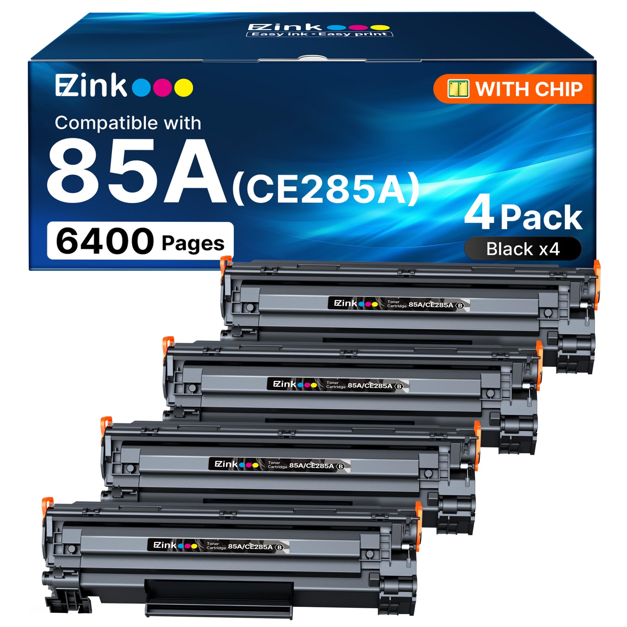 E-Z Ink 85A CE285A Compatible Toner Cartridge Replacement for HP 85A Black Toner Cartridge use for hp LaserJet p1102w Ink Cartridge P1102 P1109W M1217nfw M1212 M1212nf M1217 Pro Printer (4 Pack)