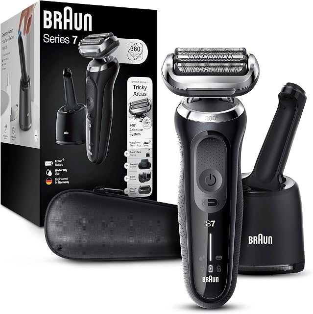 Braun Electric Razor for Men, Series 7 7085cc 360 Flex Head Electric Shaver with Beard Trimmer, Rechargeable, Wet & Dry, 4in1 SmartCare Center and Travel Case