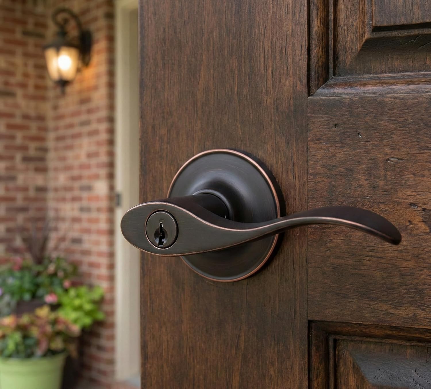 Designers Impressions 3 - Kingston Oil Rubbed Bronze Entry Lever with Matching Single Cylinder Deadbolt Combo Packs Keyed Alike (We Key Lock Orders Alike for Free)