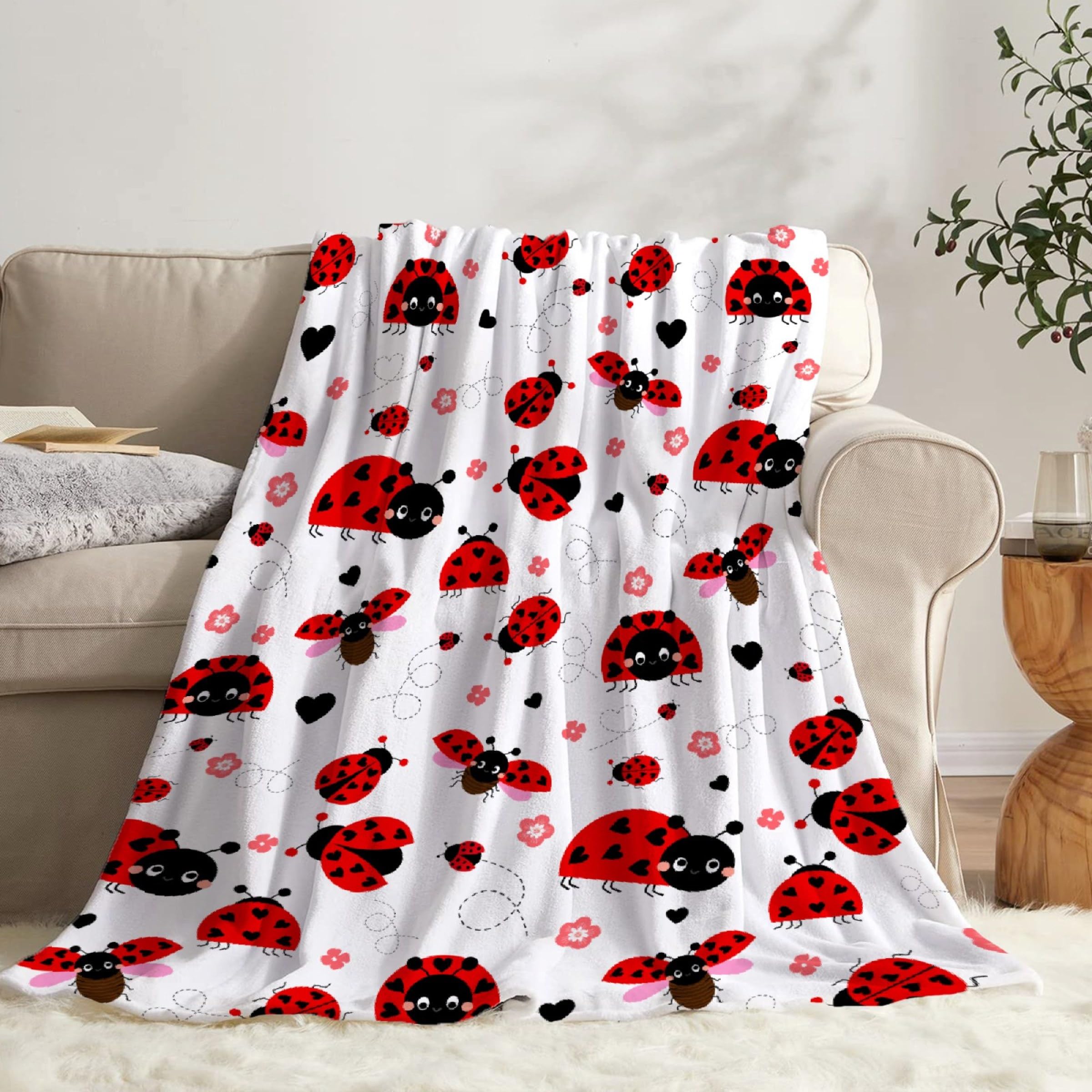 Lady-Bug Blanket Gifts for Girls Boys, Super Soft Lady-Bug Blanket Decor Stuff, Lightweight Microfiber Cozy Plush Throw for Couch BedM 60"x50" for Teens