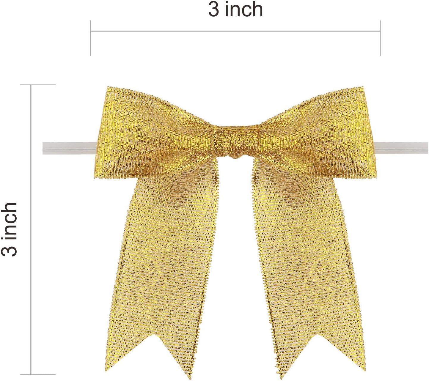 50 Pcs 3 Inch Gold Ribbon Bows Craft Twist Tie Bow for Packages Gift Wrapping Crafts Wedding Favors Baby Shower Christmas Decor (3", Gold) - Image 2
