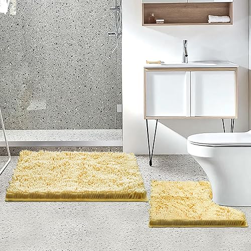Miniatura 2 de Juegos de Alfombras de Baño de 2 Piezas, Tapete de Baño de Chenilla Ultra Suave y Absorbente, Alfombras de Baño Antideslizantes Lavables (20x32