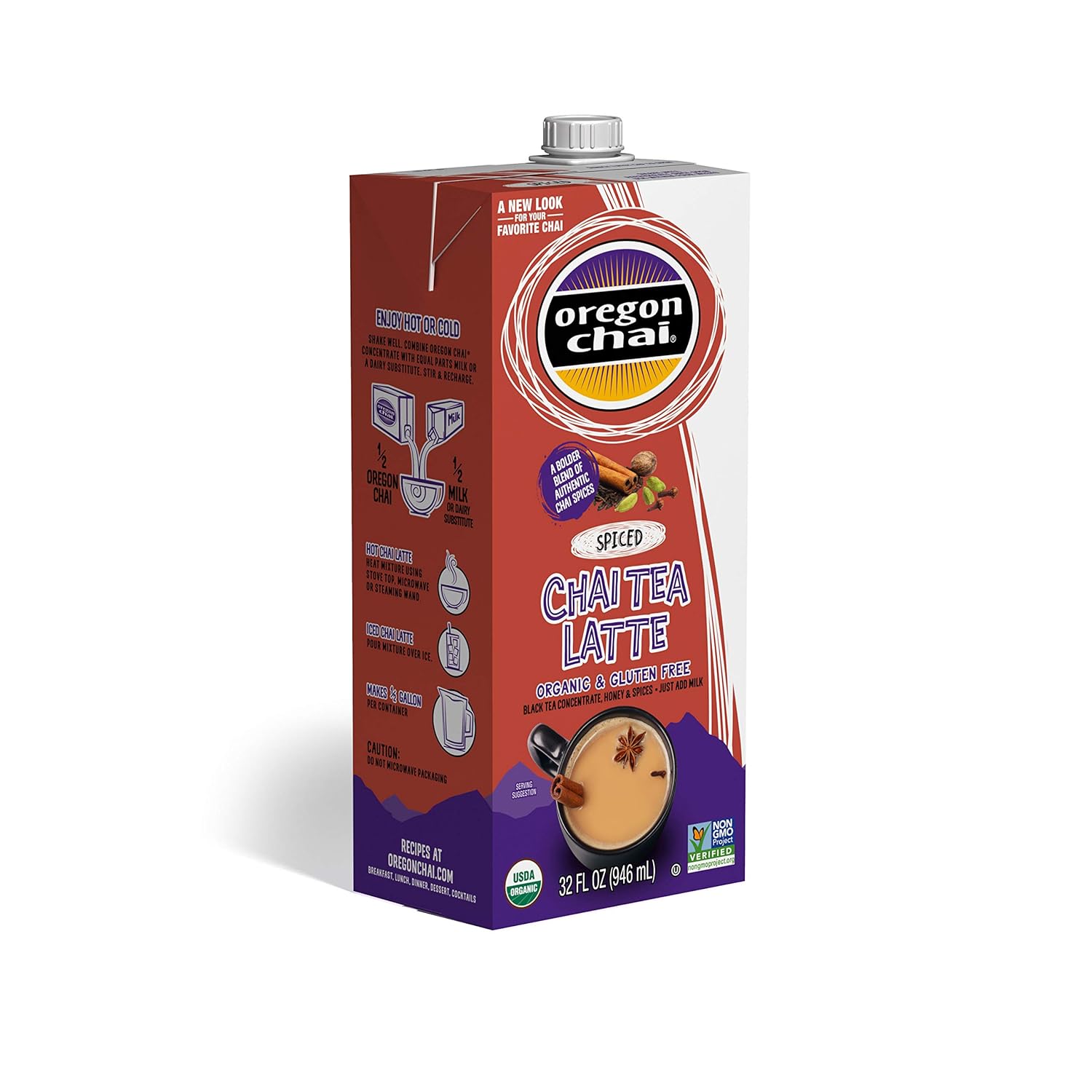 Oregon Chai, Organic and Gluten Free Chai Tea Latte Concentrate, The Original, 32 Ounce Boxes (Pack of 6) : Chai Teas : Everything Else