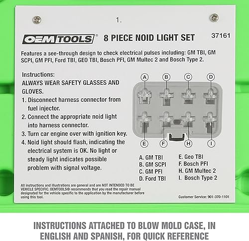 Miniatura 6 de OEMTOOLS 37161 - Juego de luces noid, 8 piezas, diagnostica problemas en los sistemas de encendido o inyección de combustible de cualquier