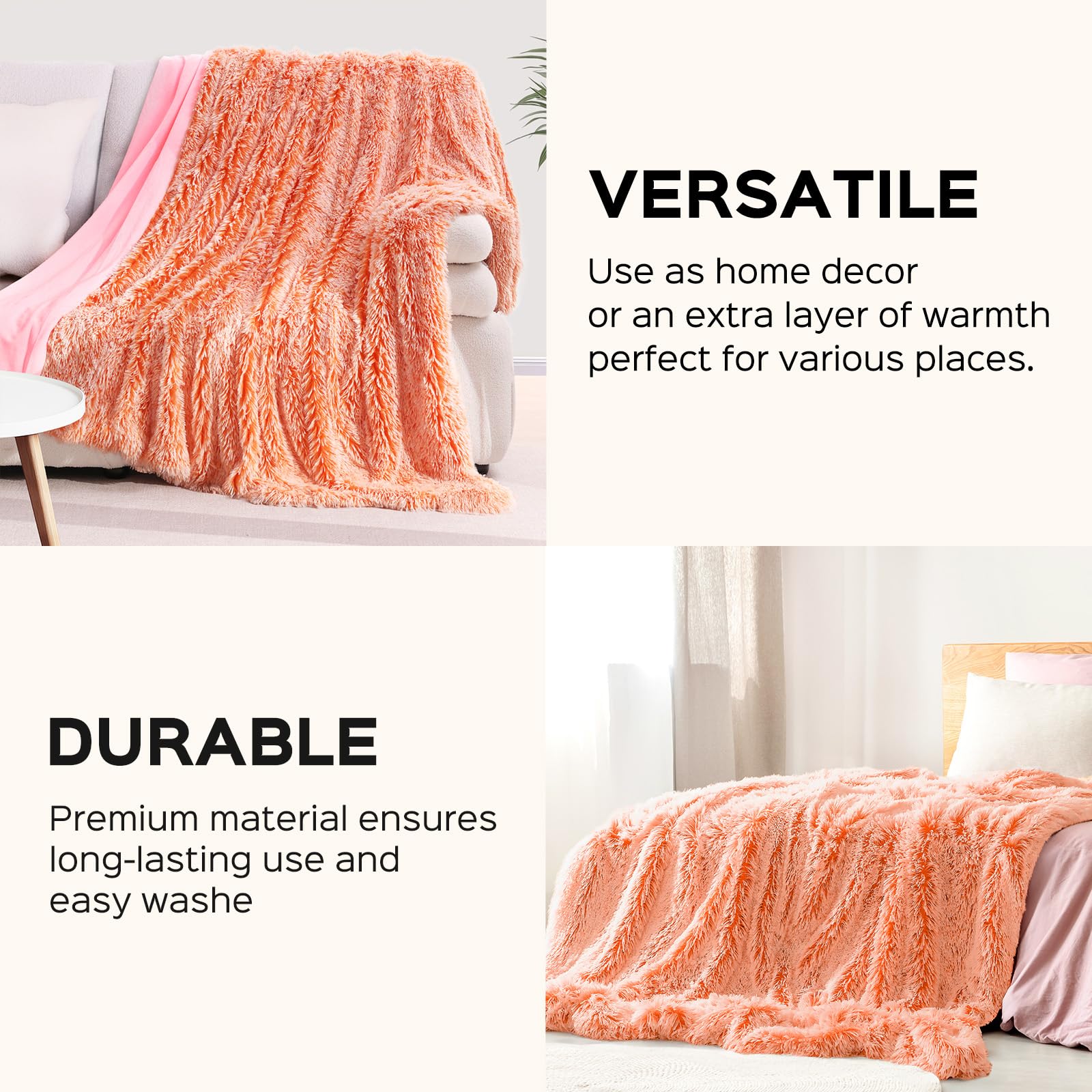 KANKAEU Couverture Douillette 130x160 Cm Orange Dégradé - Super Douce Polaire Canapé Et Lit