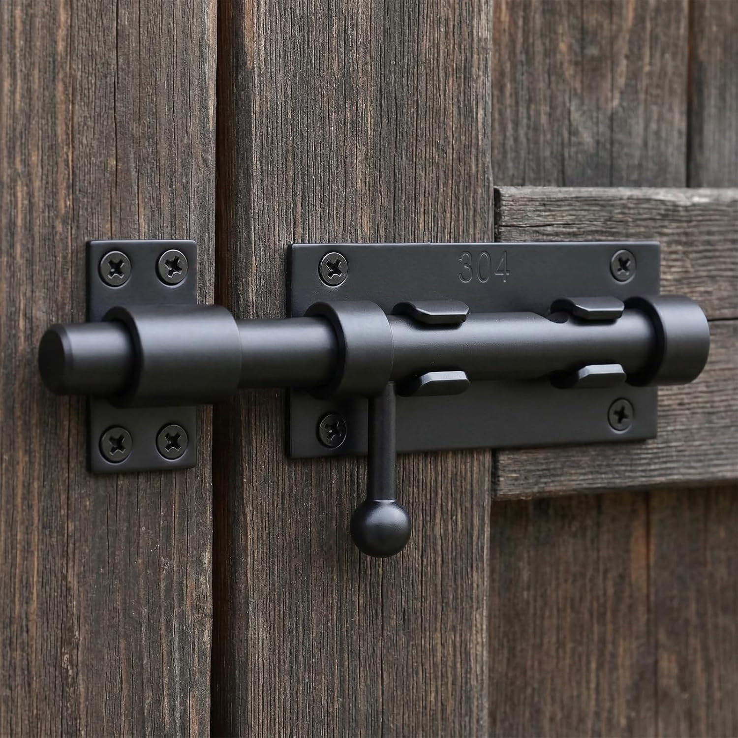 HOZEON 3 Pack 7.4 Inch Stainless Steel Gate Latch, Black Slide Bolt Latch Lock for Outdoor Fences, Garden Gates and Shed Doors