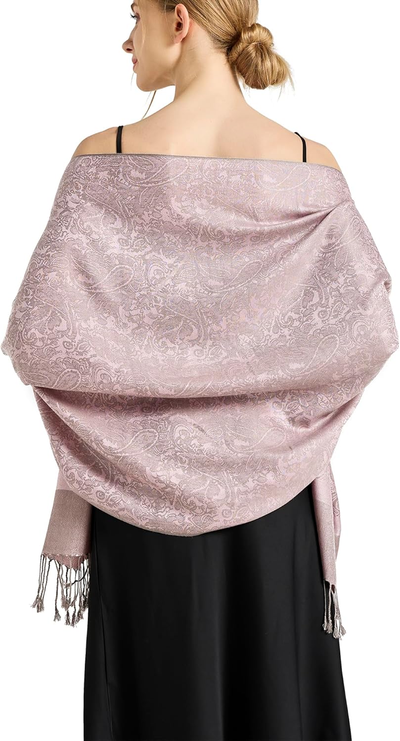 vimate Silky Paisley Pashmina Shawl Scarf-Women's Soft Double-side Jacquard Pashminas Wrap for Evening Dress Travel Shawl - Image 2