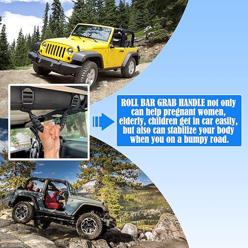 Miniatura 3 de Asas de agarre para Jeep, mango de agarre para Jeep, asas de agarre de barra antivuelco para Jeep Wrangler YJ TJ JK JKU JL JLU 1987-2021, cuerda de