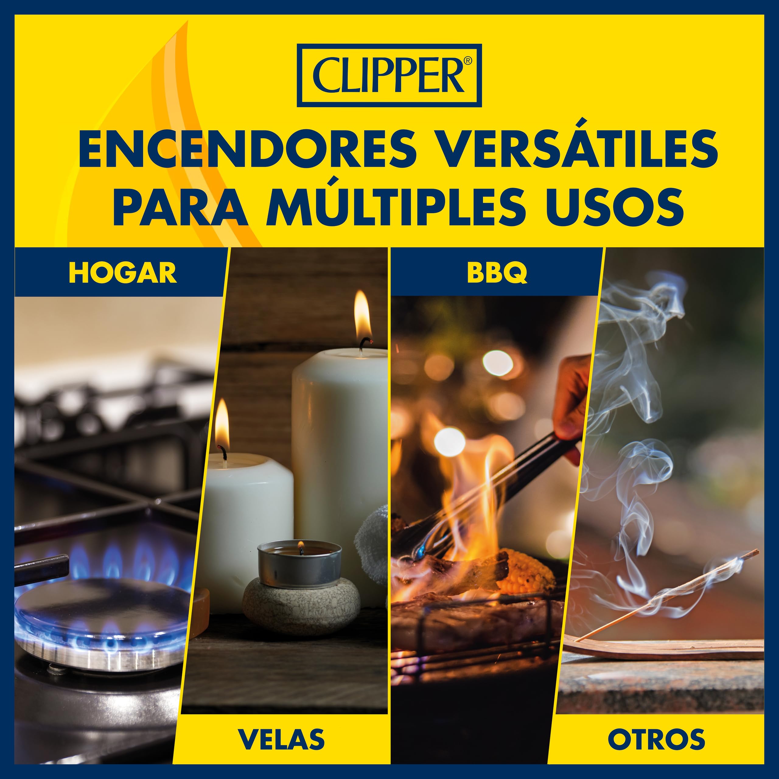 Clipper - Pack de 4 Mecheros Electricos en Color Negro Soft Touch con Mini Tube | Recargables de Gas | Diseño icónico Clipper | Ideal para Encender Velas
