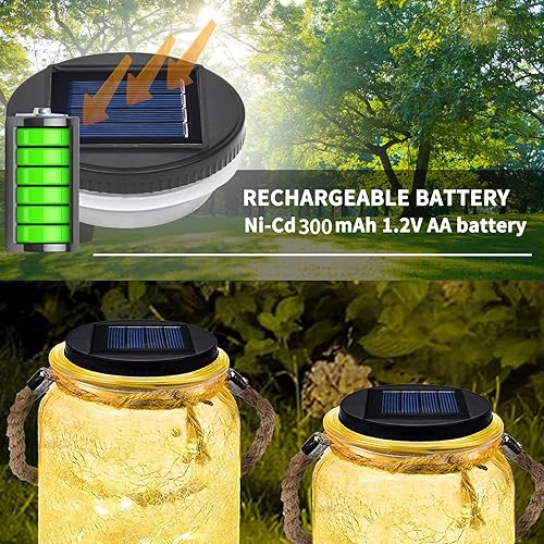 Miniatura 3 de Luces solares para tapa de tarro de masón, 3.15 pulgadas con borde de silicona, color blanco cálido, piezas de repuesto impermeables para linternas