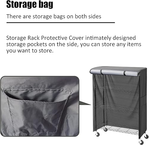 Miniatura 41 de Cubierta de estante de alambre, 600D, resistente al agua, a prueba de polvo, cubierta de estante de almacenamiento con cremallera para estantes