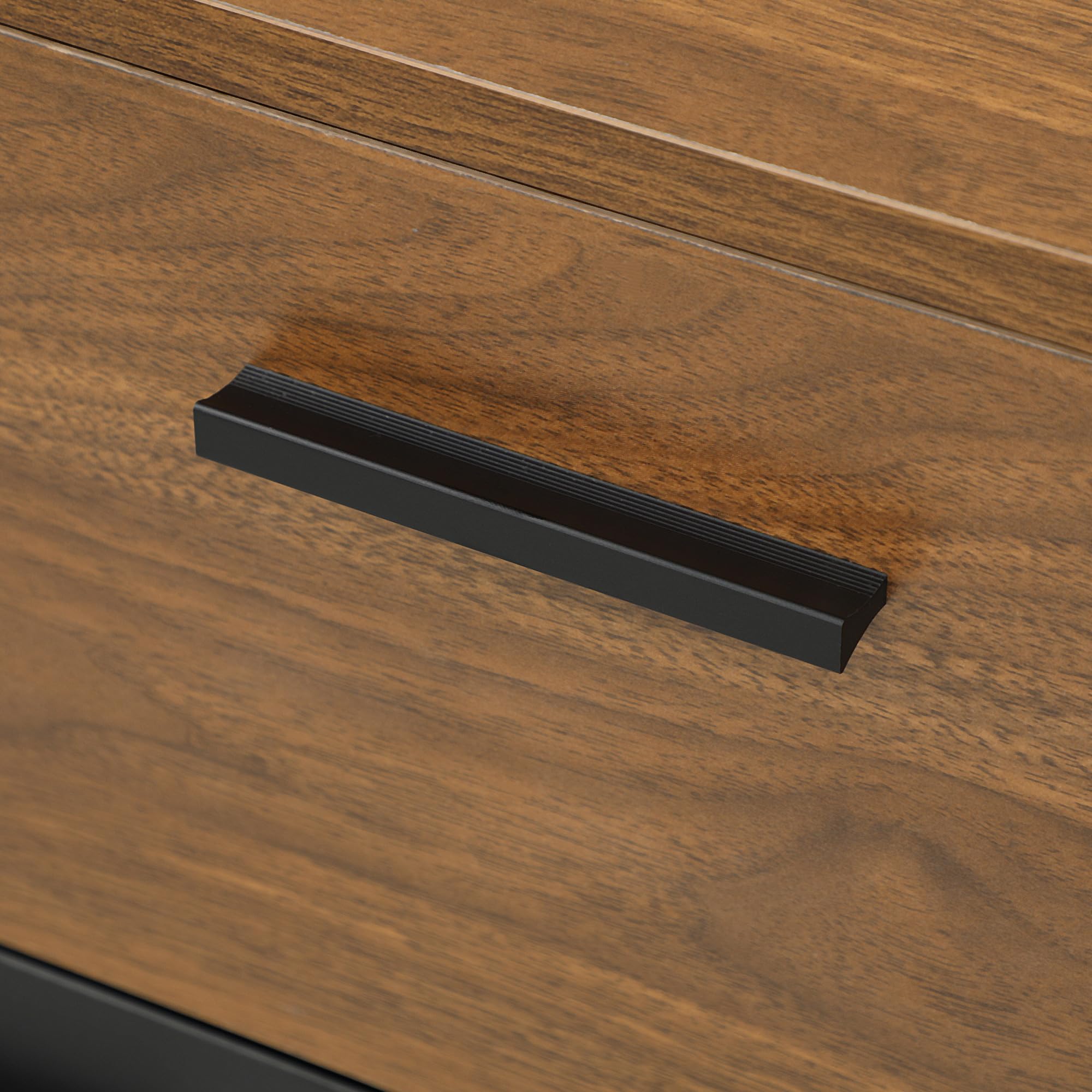 HOMCOM Aparador de Almacenamiento 120x35x85cm Marrón y Negro | 4 armarios, cajones, estantes ajustables, mueble de comedor