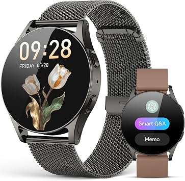 Smart Watch for Women, 1.32" AMOLED Smartwatch with AI Voice Assistant & Translator, Fitness Tracker with Heart Rate Sleep SpO2 Monitor, Bluetooth Call, 153 Sports, IP68, iOS Android