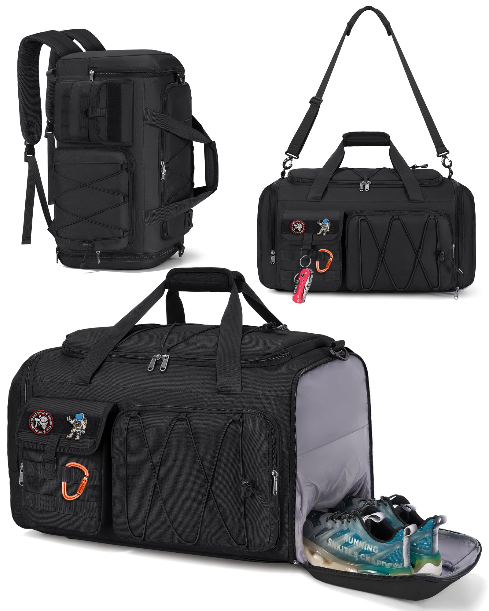 SDYSM Gym Bag for Men 45L Sports Duffel Bags 3-in-1 Travel Duffel Bag with Shoe Compartment Gym Workout
